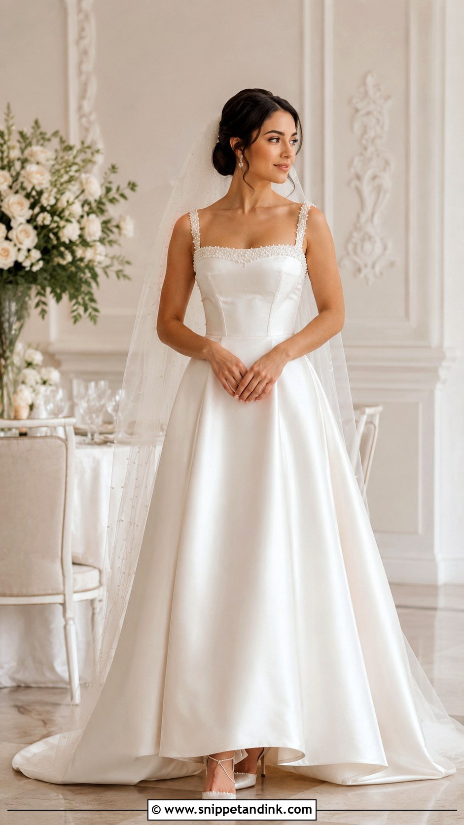 Pearl Satin A Line Wedding Dress - Snippet and Ink - 25 Satin a Line Wedding Dress Ideas