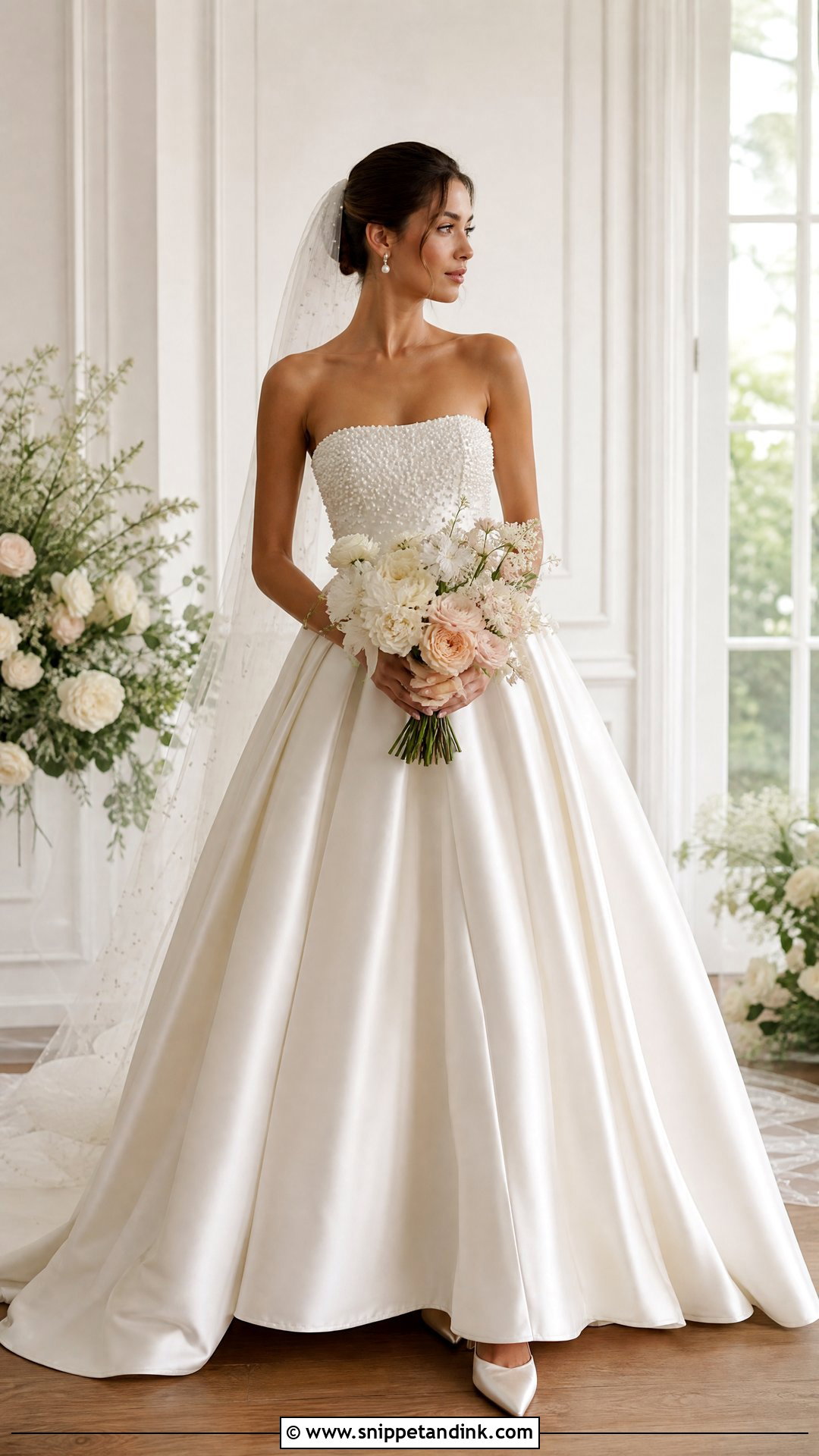 Pearl Satin Ball Gown Wedding Dress - Snippet and Ink - 25 Satin Ball Gown Wedding Dress Ideas