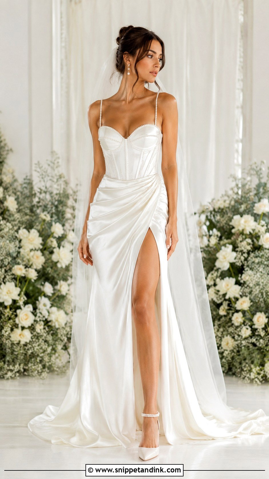 Pearl Satin Corset Wedding Dress - Snippet and Ink - 25 Satin Corset Wedding Dress Ideas