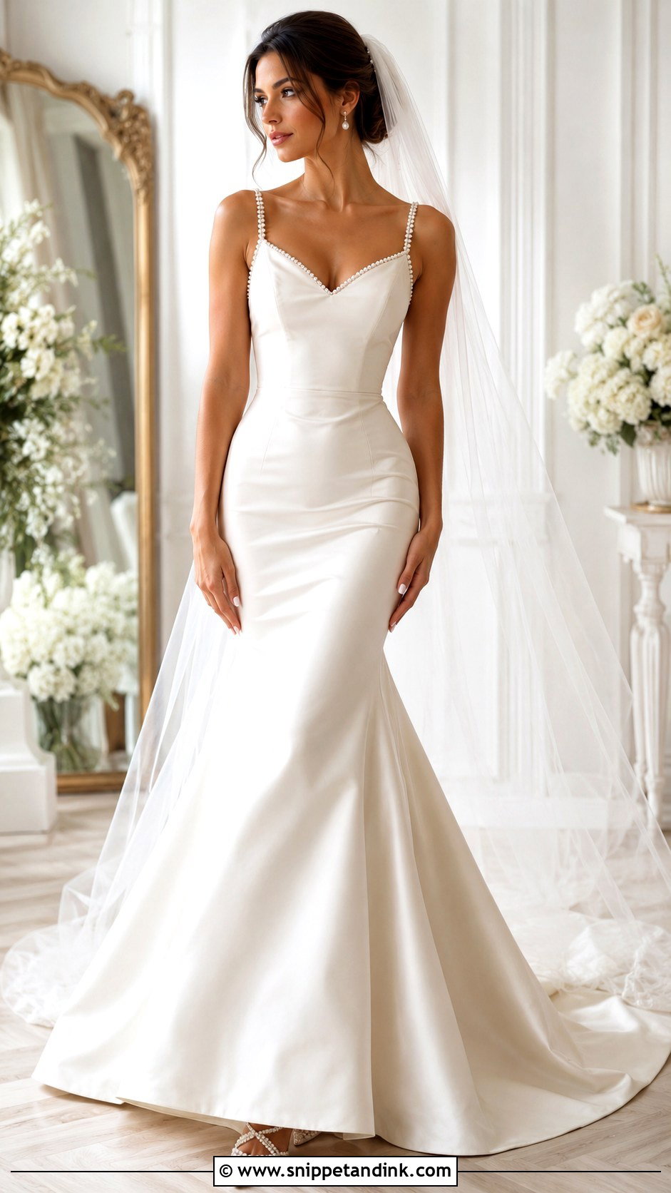 Pearl Satin Fit And Flare Wedding Dress - Snippet and Ink - 25 Satin Fit and Flare Wedding Dress Ideas