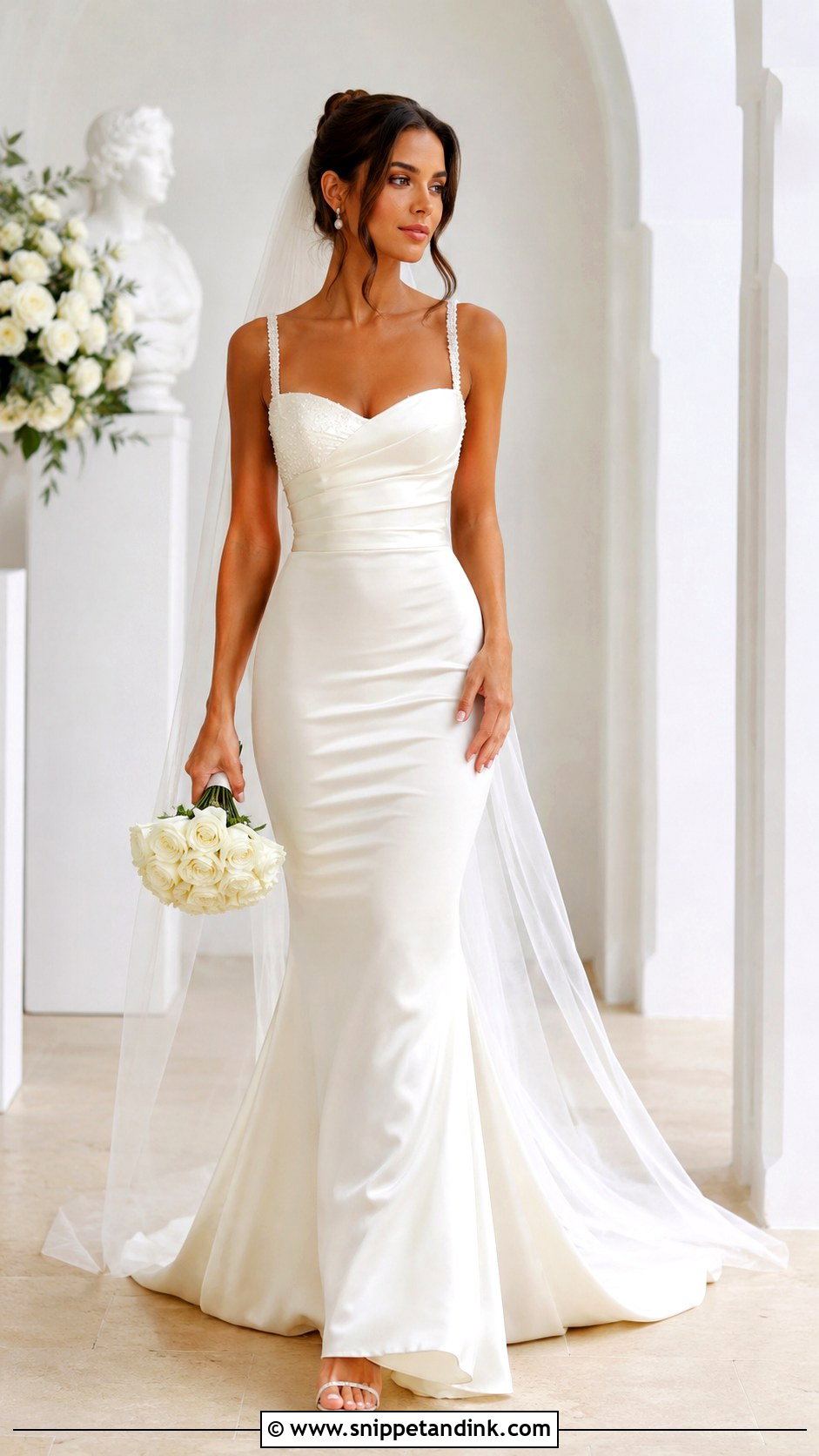 Pearl Satin Mermaid Wedding Dress - Snippet and Ink - 25 Satin Mermaid Wedding Dress Ideas