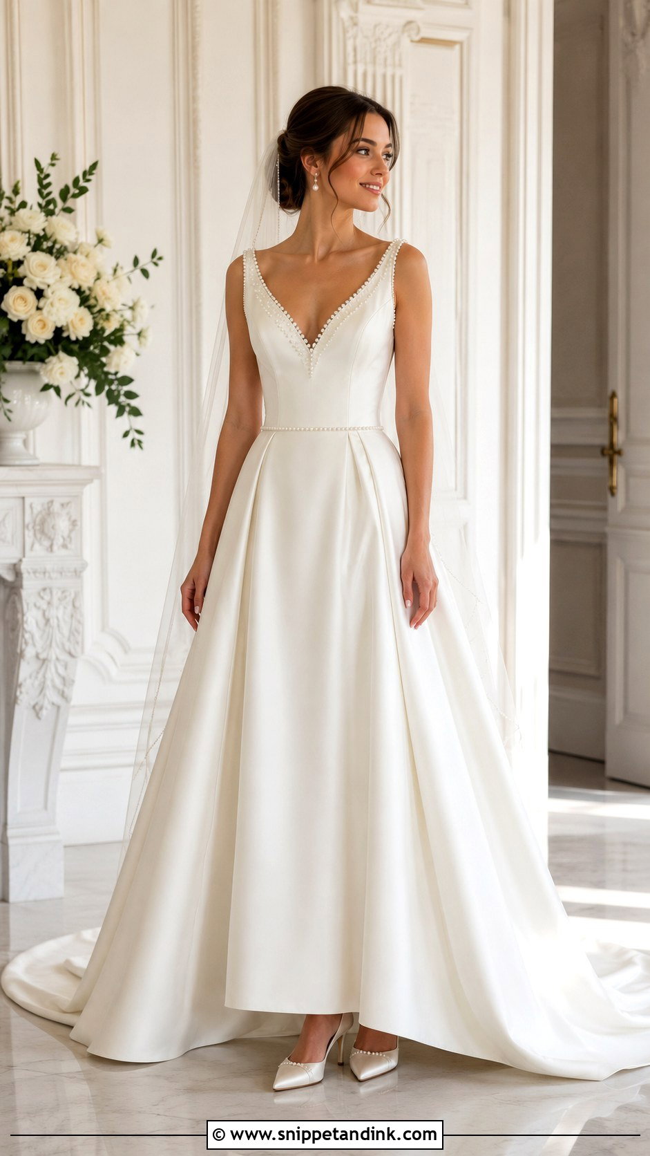 Pearl Satin Wedding Dress - Snippet and Ink - 25 Classic Satin Wedding Dress Ideas