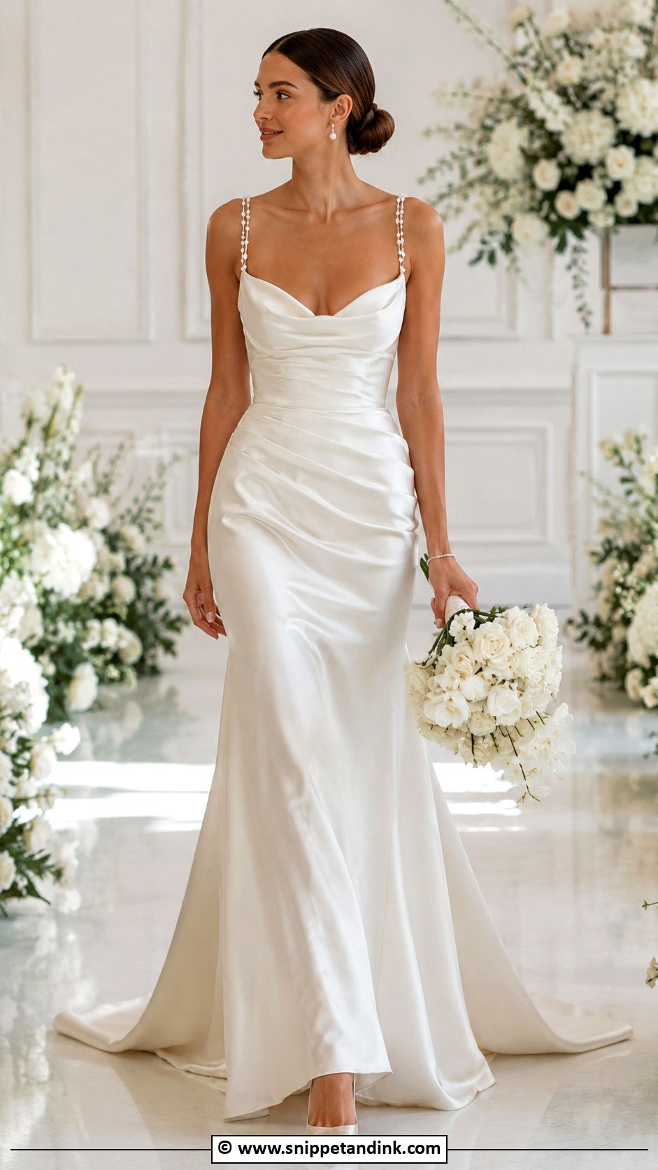 Pearl Satin Wedding Dress - Snippet and Ink - 35 Pearl Wedding Dress Ideas