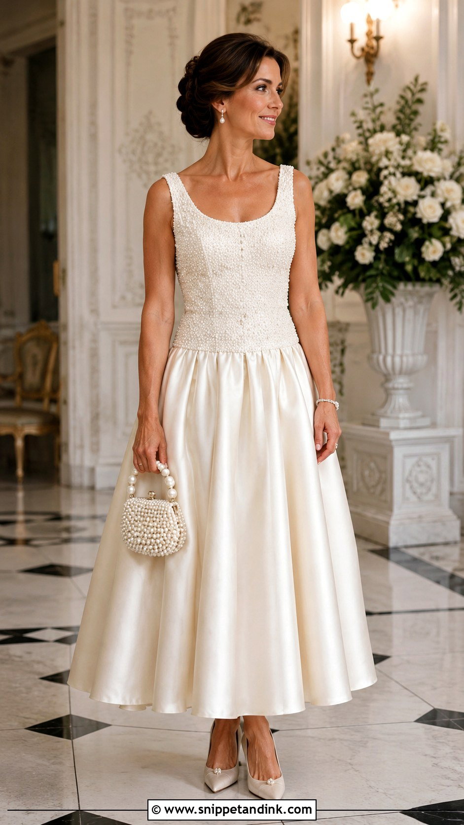 Pearl Scoop Neck Drop Waist Ball Gown - Snippet and Ink - 20 Drop Waist Ball Gown Ideas