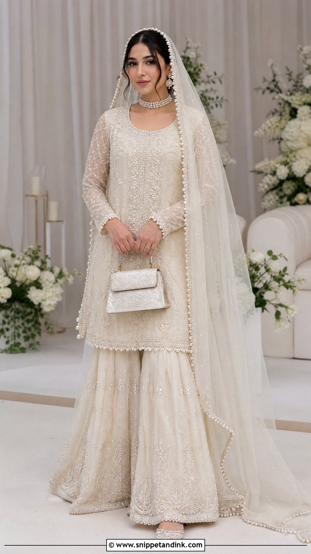 Pearl Sharara Nikah Dress - Snippet and Ink - 20 Nikah Bridal Dress Ideas