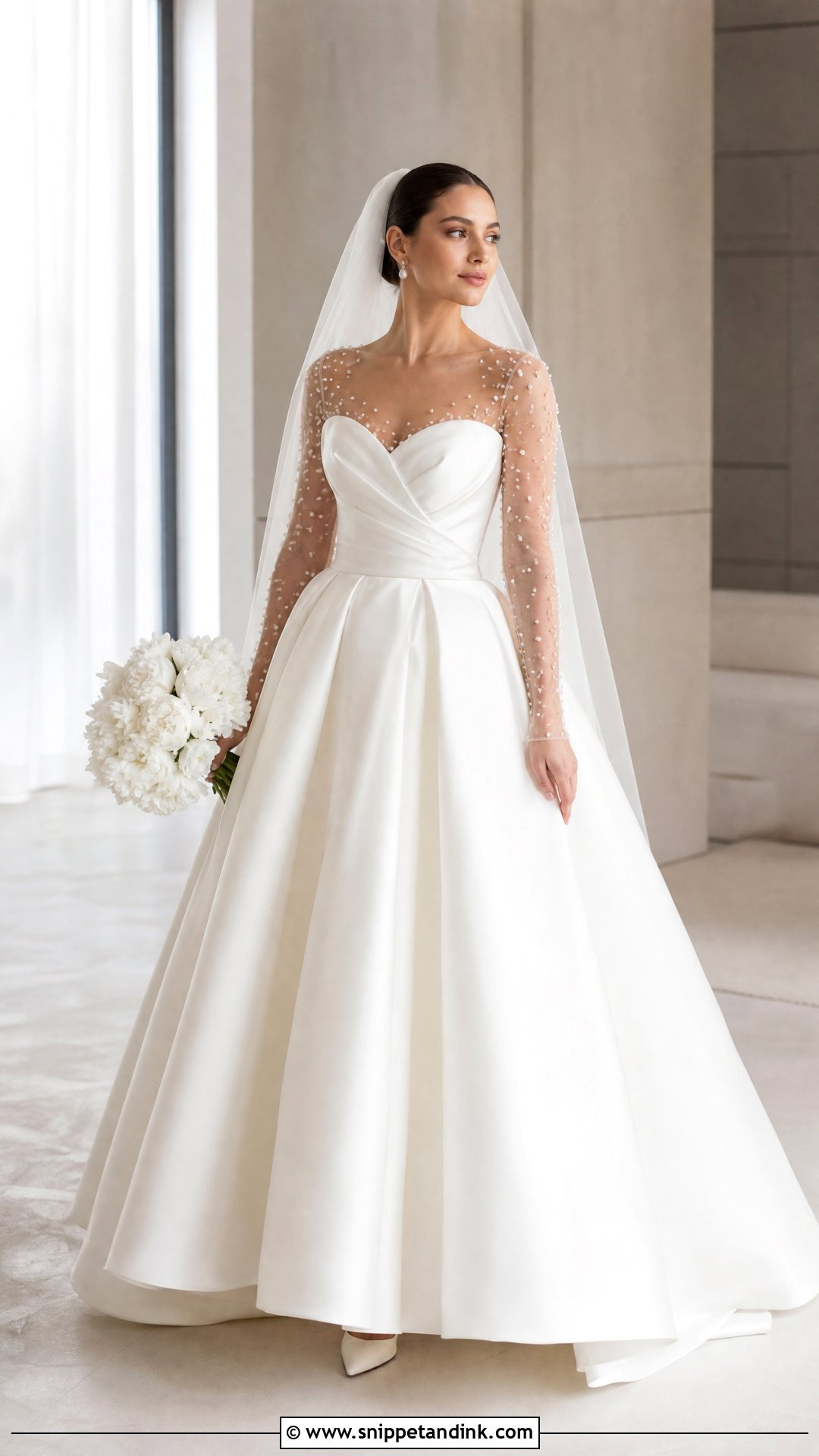 Pearl Sheer Sleeve Wedding Dress - Snippet and Ink - 20 Wedding Dress Sheer Sleeves