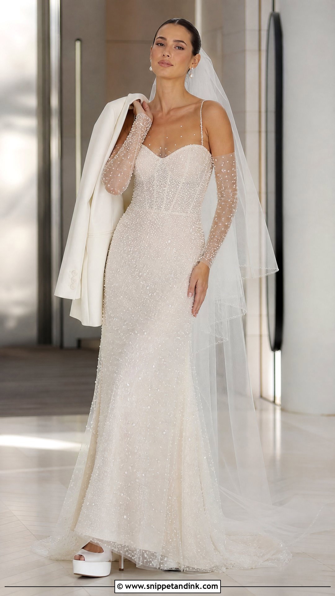 Pearl Sheer Wedding Dress With Platform Shoes - Snippet and Ink - 20 Rock and Roll Wedding Dress Ideas