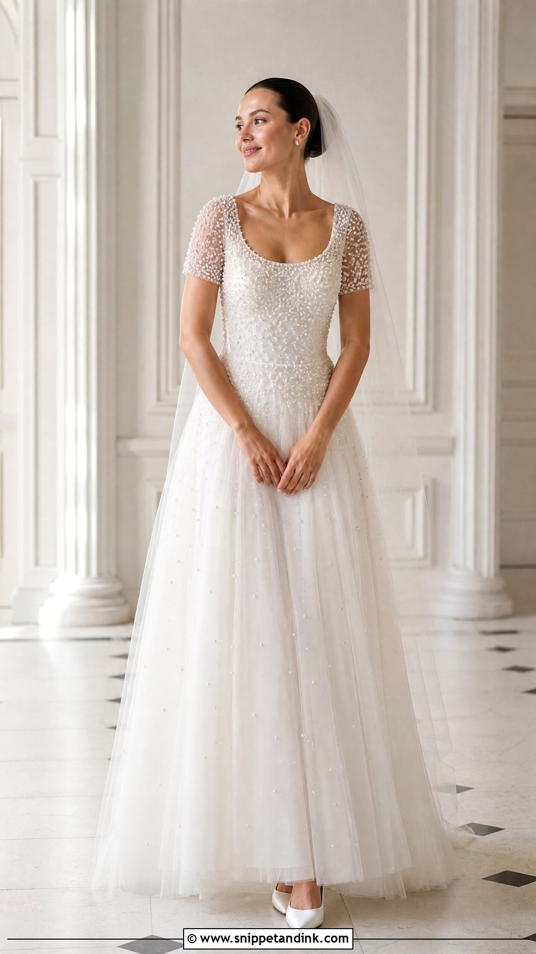 Pearl Short Sleeve Wedding Dress - Snippet and Ink - 20 Wedding Dresses with Short Sleeves