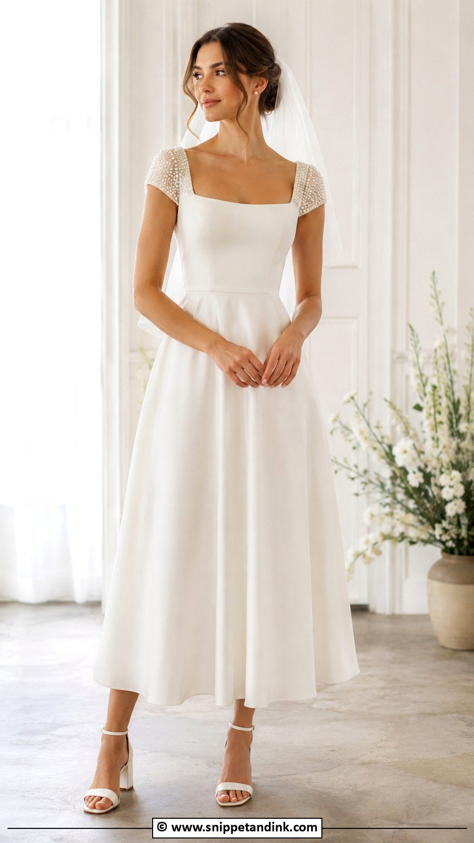 Pearl Short Sleeve Wedding Dress - Snippet and Ink - 35 Pearl Wedding Dress Ideas