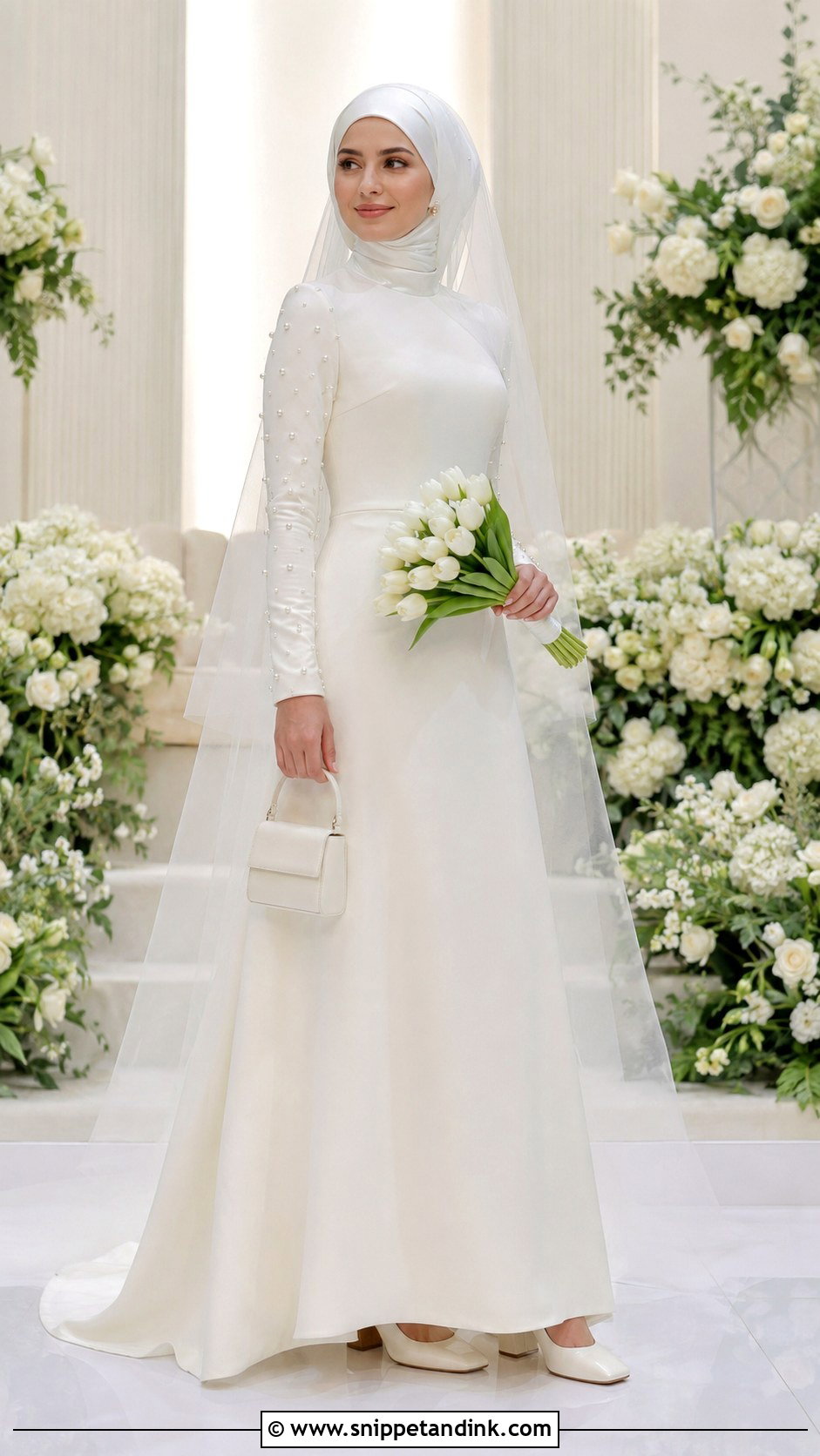 Pearl Sleeve Hijab Wedding Dress - Snippet and Ink - 20 Muslim Wedding Dress Hijab Bride Simple Ideas