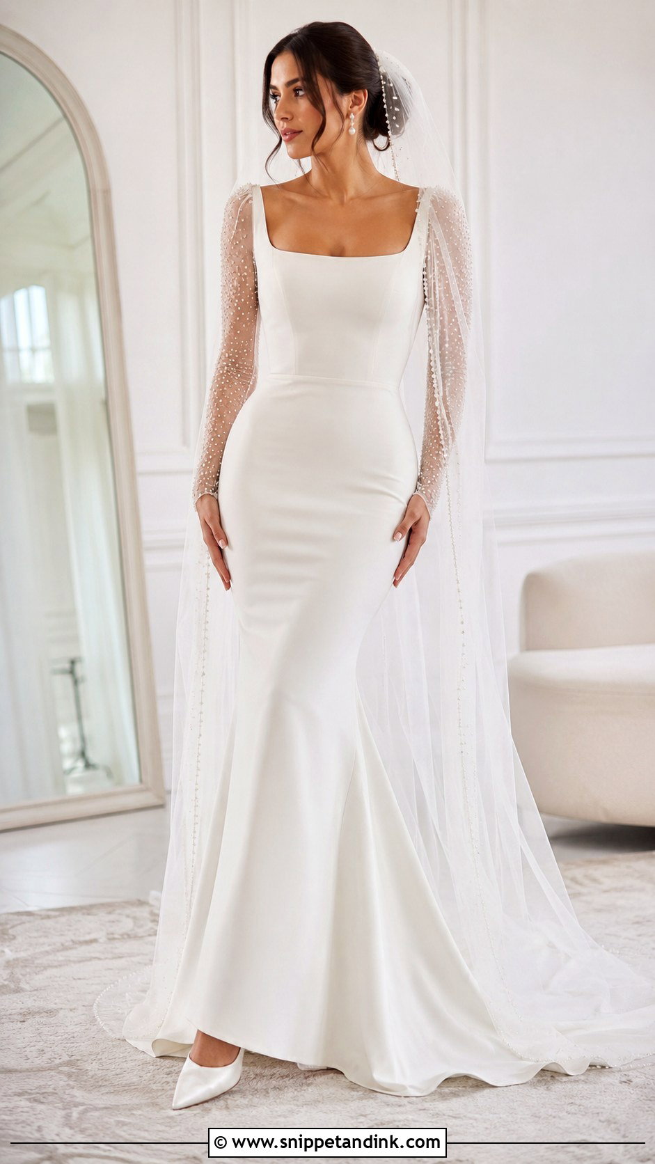 Pearl Sleeve Mermaid Wedding Dress - Snippet and Ink - 30 Mermaid Wedding Dress with Sleeves