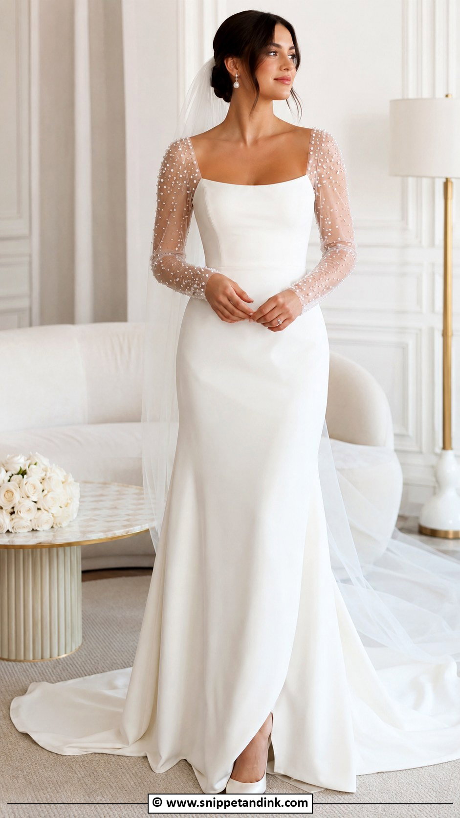 Pearl Sleeve Wedding Dress - Snippet and Ink - 35 Wedding Dress with Sleeves
