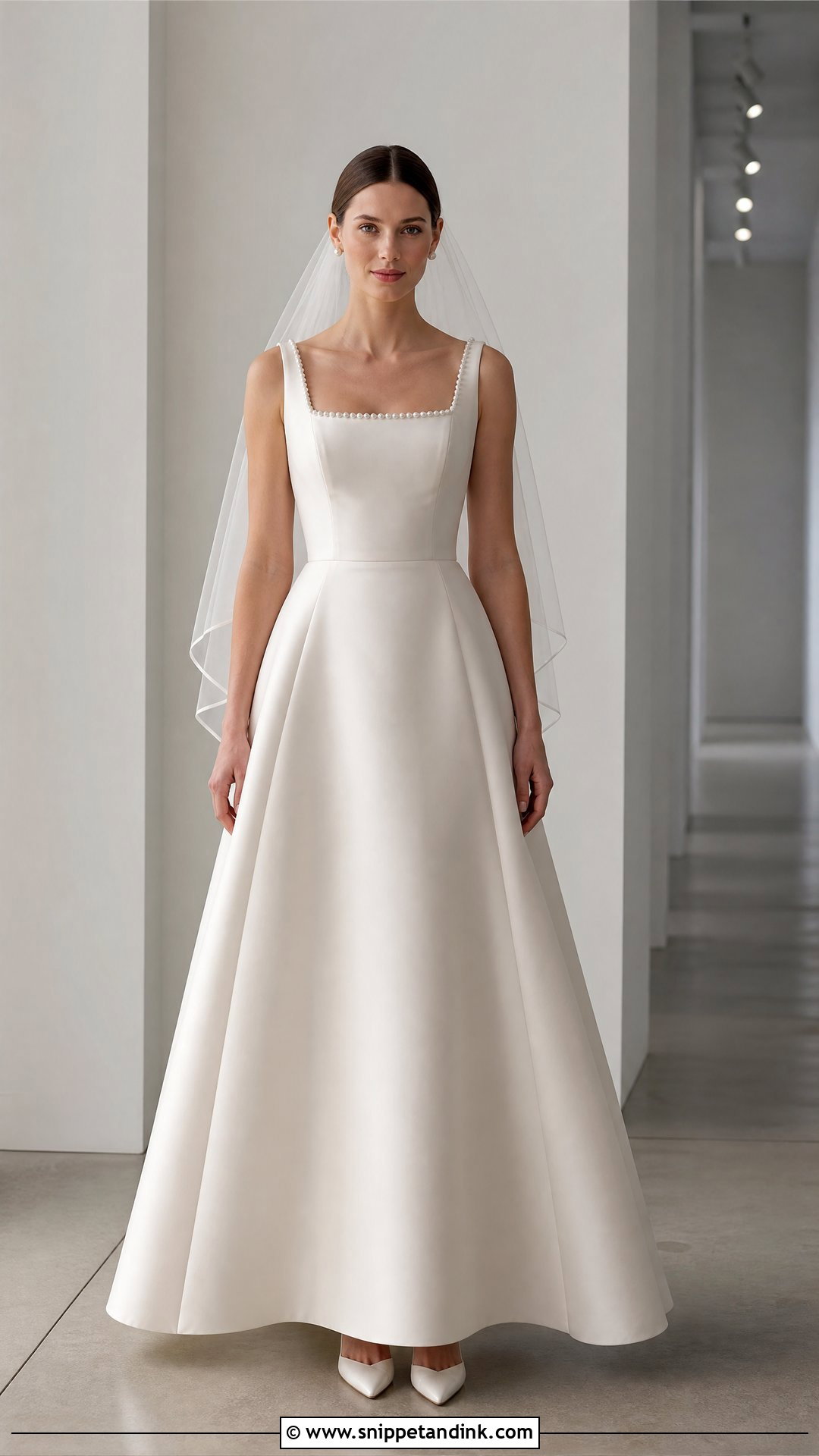 Pearl Square Neck Bridal Dress - Snippet and Ink - 20 Pearl Bridal Dress Ideas