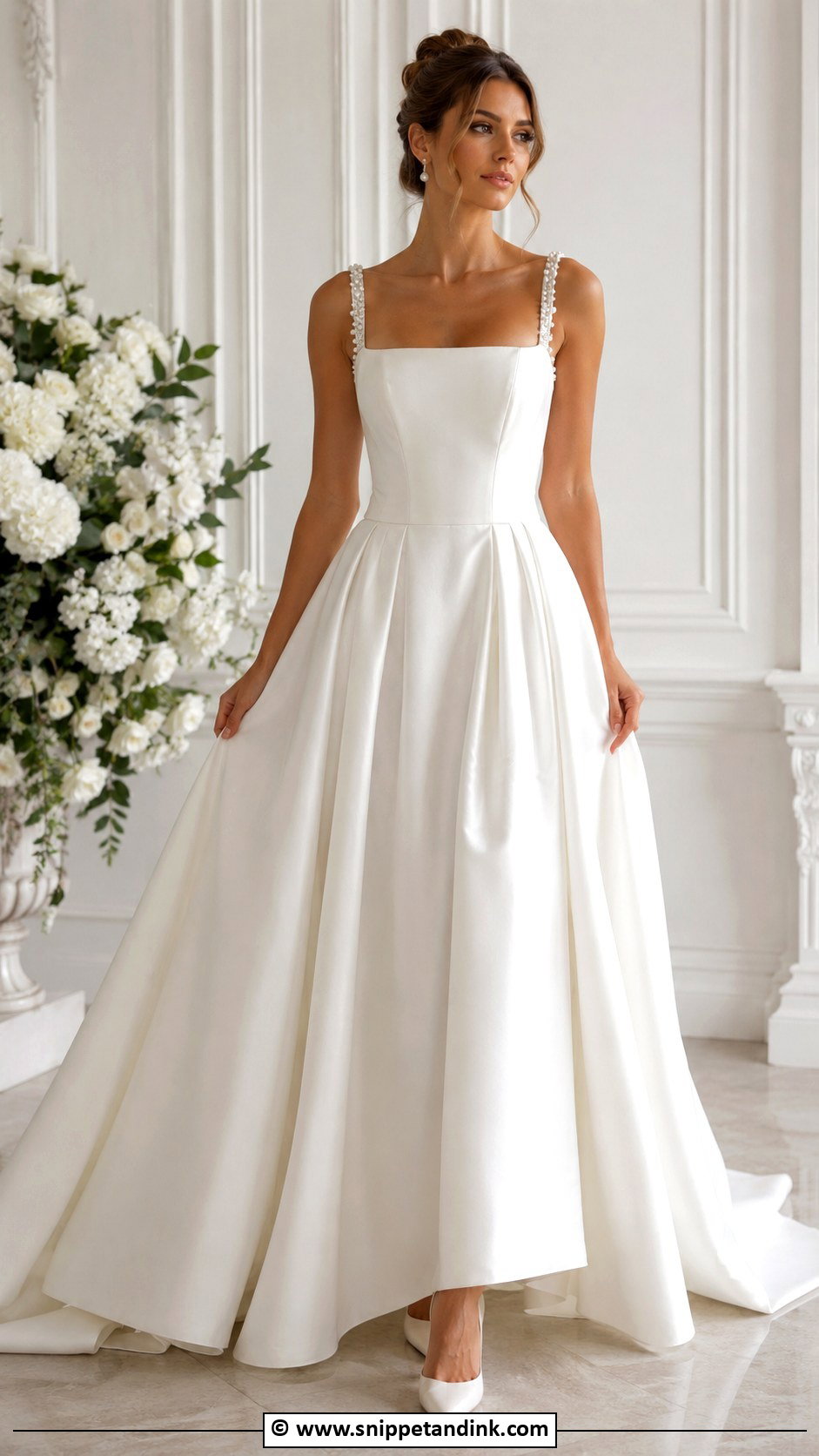 Pearl Square Neck Wedding Dress - Snippet and Ink - 35 Pearl Wedding Dress Ideas
