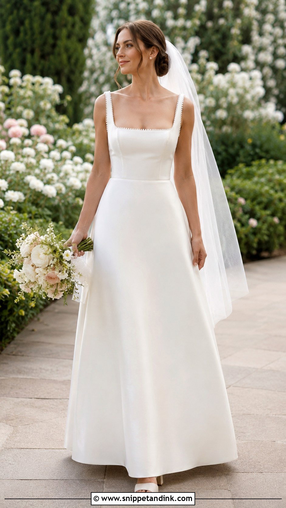 Pearl Square Neck Wedding Dress - Snippet and Ink - 25 Pearls Wedding Dresses