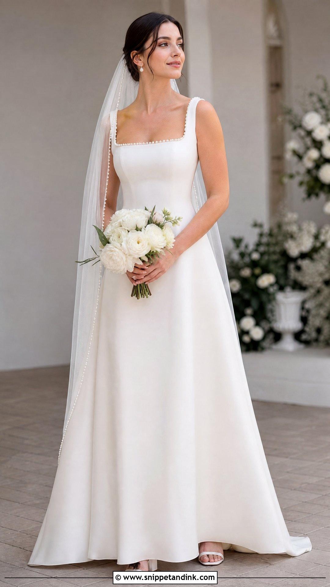 Pearl Square Neck Wedding Dress - Snippet and Ink - 25 Wedding Dress Pearls Ideas