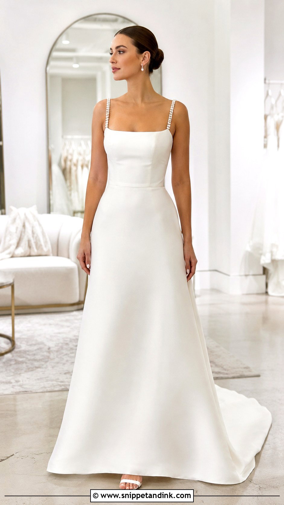 Pearl Square Neck Wedding Dress - Snippet and Ink - 25 Wedding Dresses with Pearls