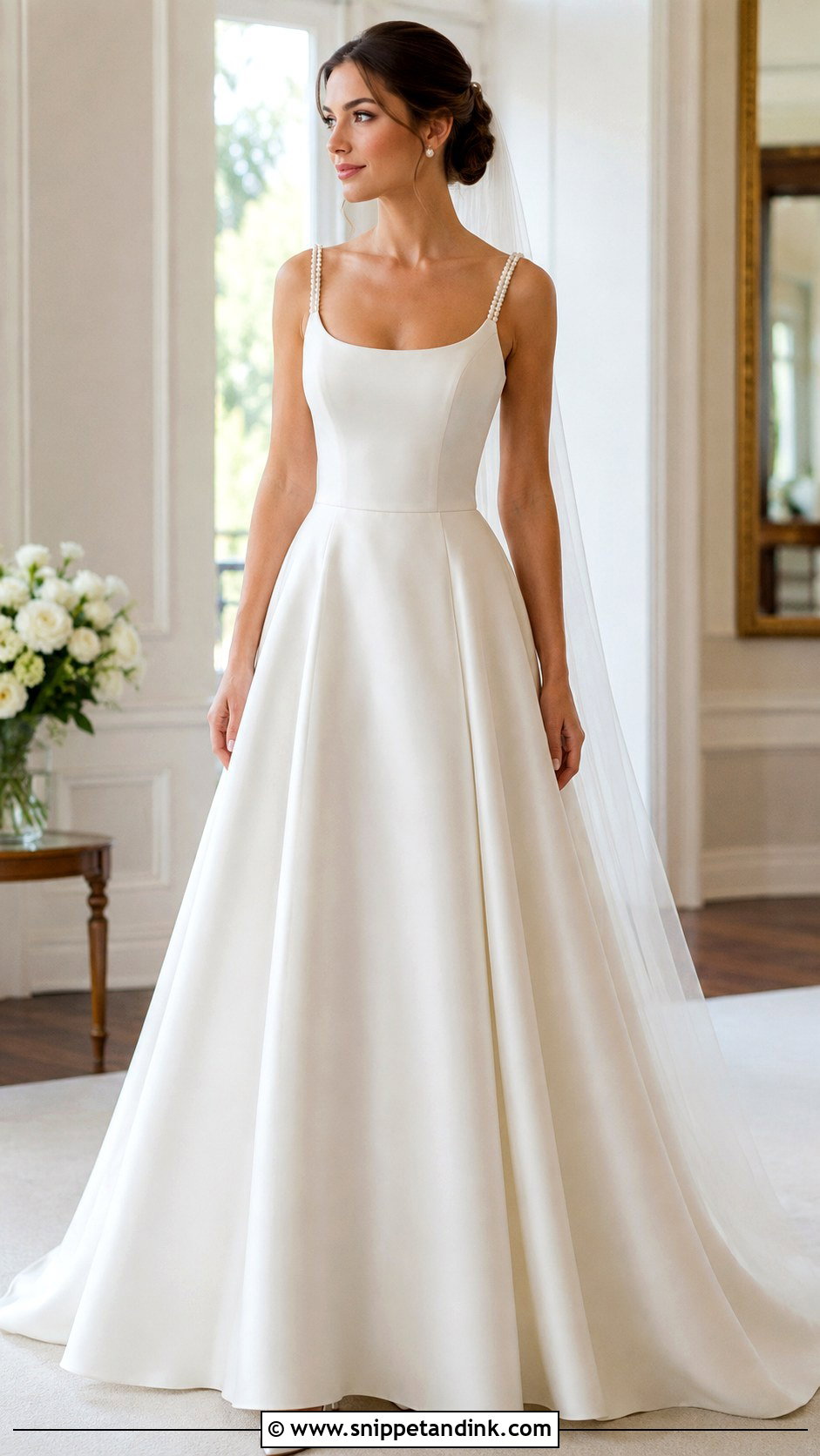 Pearl Strap A Line Wedding Dress With Satin Skirt - Snippet and Ink - 20 A Line Wedding Dress with Straps Ideas