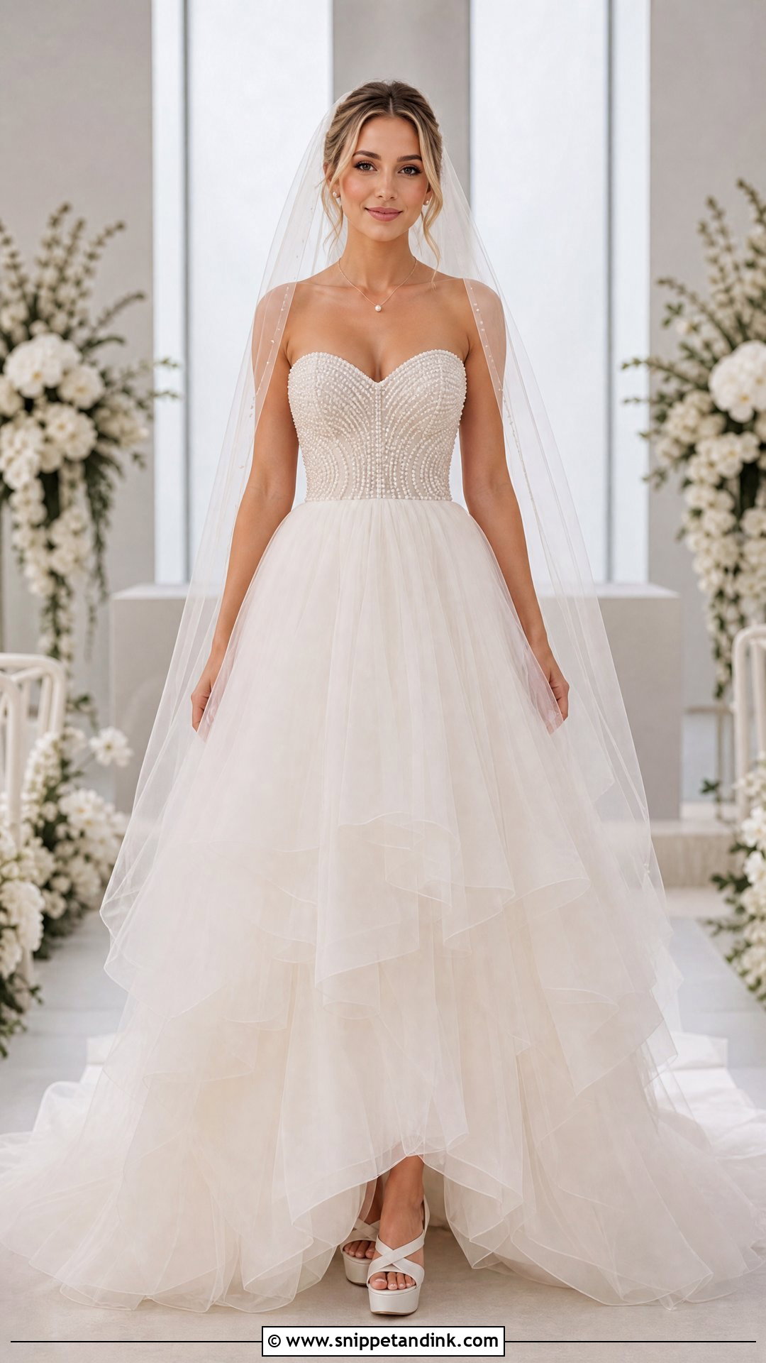 Pearl Strapless Bridal Dress - Snippet and Ink - 20 Pearl Bridal Dress Ideas