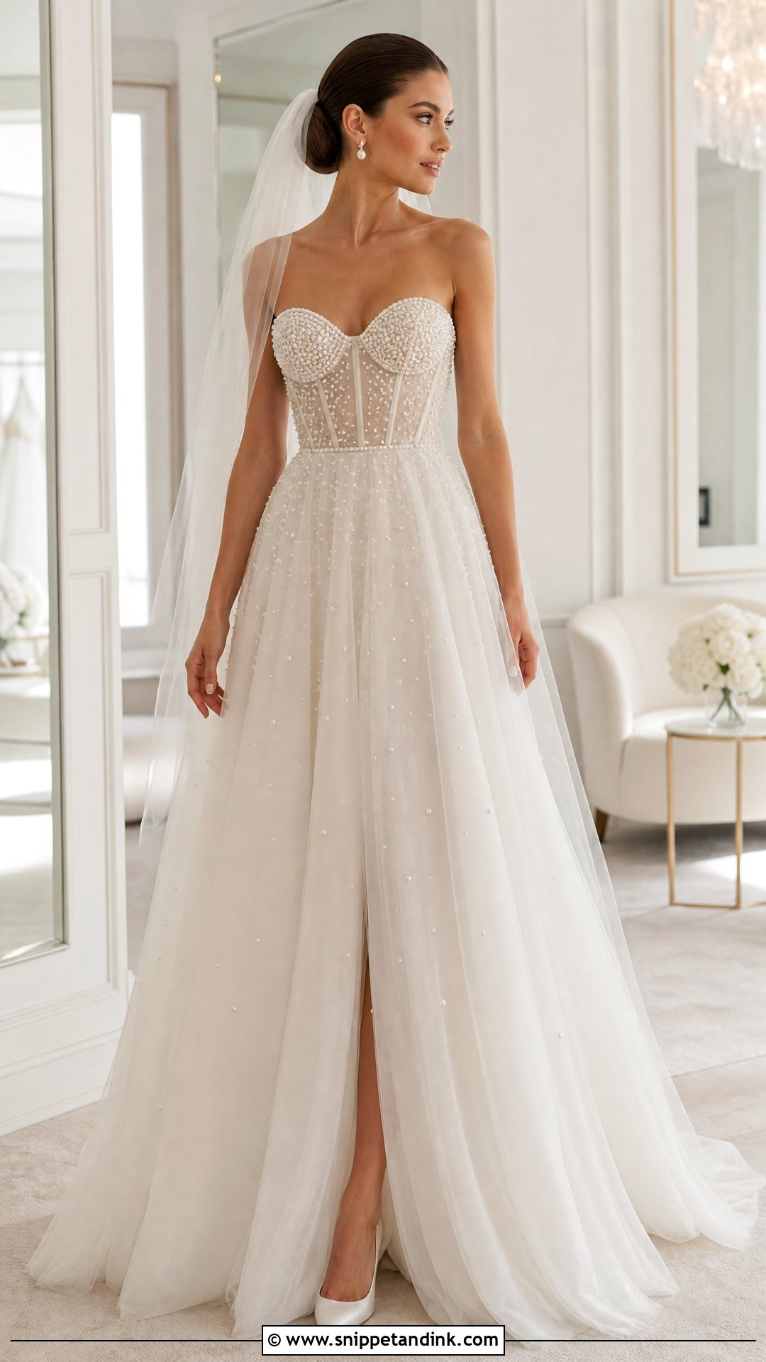 Pearl Strapless Sweetheart Wedding Dress - Snippet and Ink - 20 Strapless Sweetheart Wedding Dress Ideas