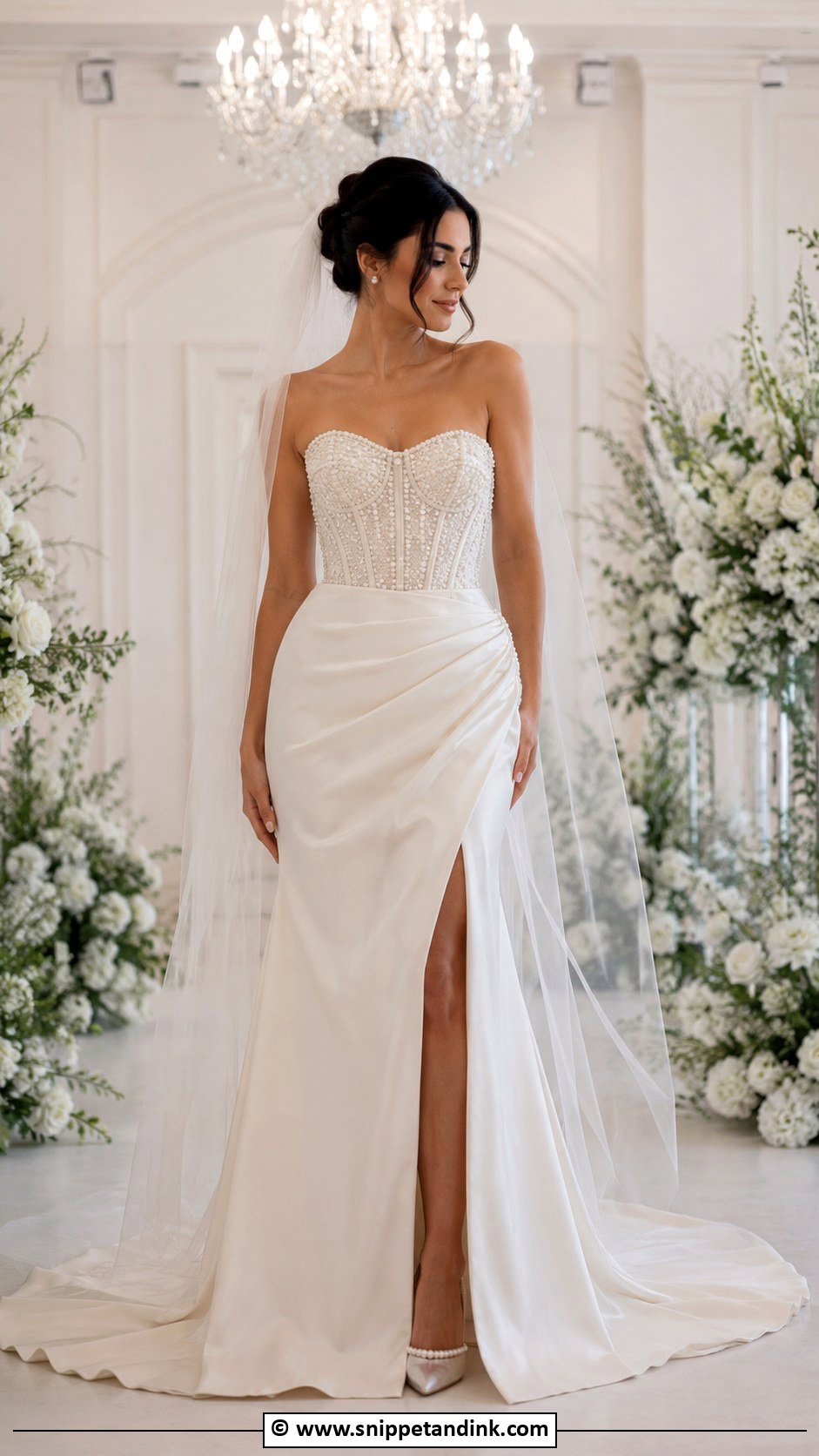 Pearl Strapless Wedding Dress - Snippet and Ink - 35 Pearl Wedding Dress Ideas