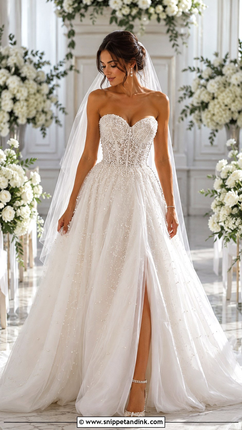 Pearl Sweetheart Wedding Dress - Snippet and Ink - 25 Pearls Wedding Dresses