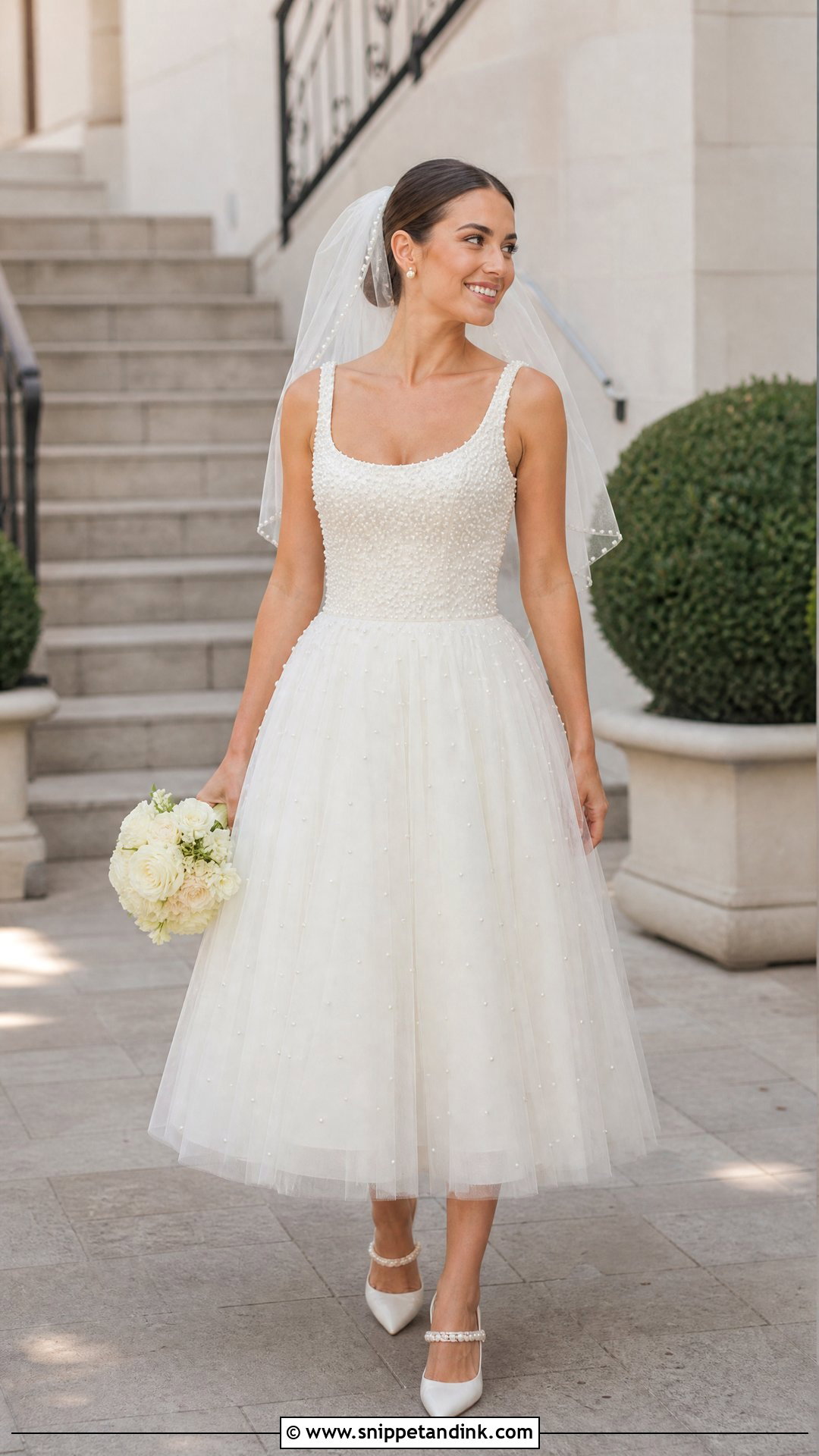 Pearl Tea Length Wedding Dress - Snippet and Ink - 25 Wedding Dress Pearls Ideas