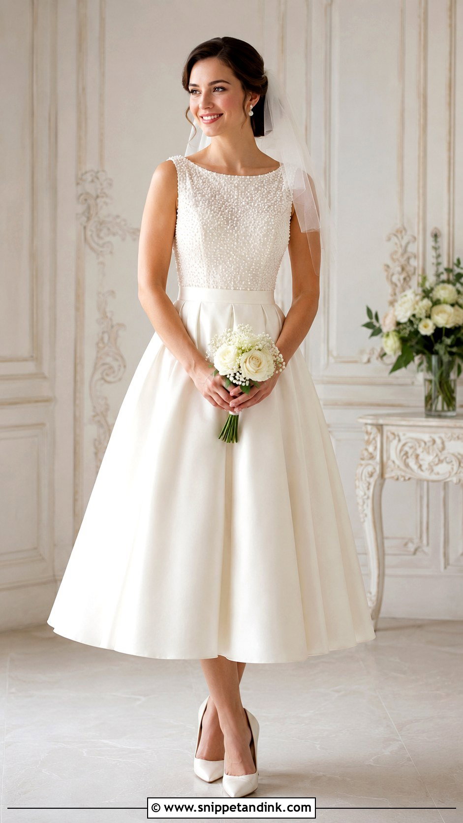 Pearl Tea Length Wedding Dress - Snippet and Ink - 25 Wedding Dresses with Pearls