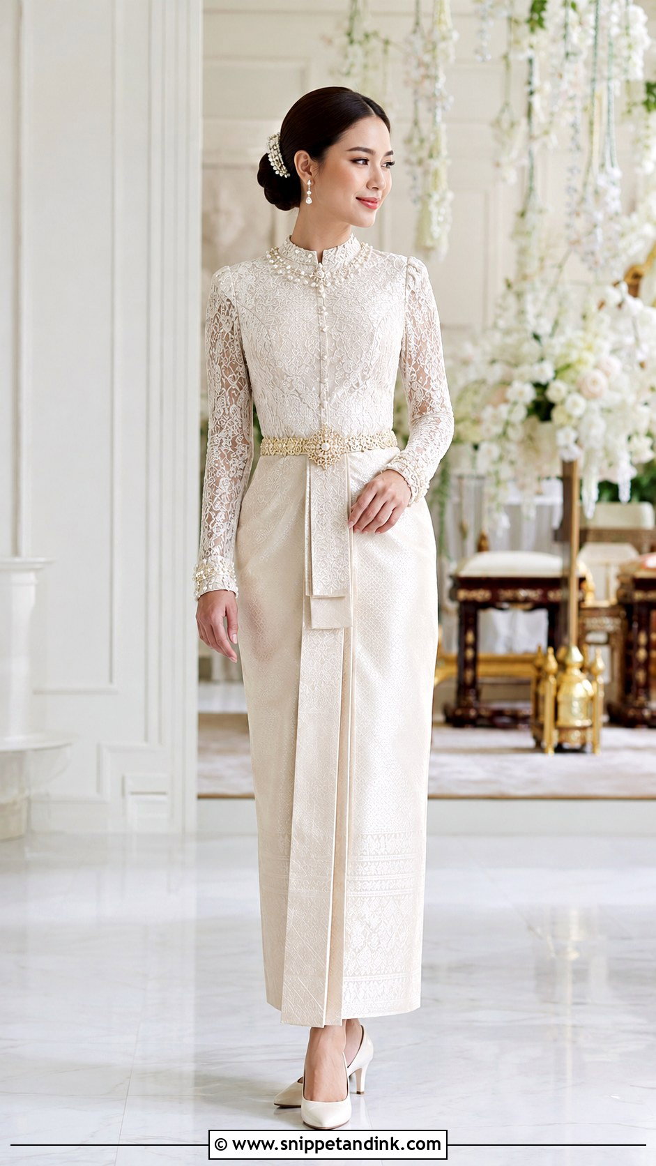 Pearl Thai Lace Wedding Dress - Snippet and Ink - 20 Modern Thai Wedding Dress Ideas