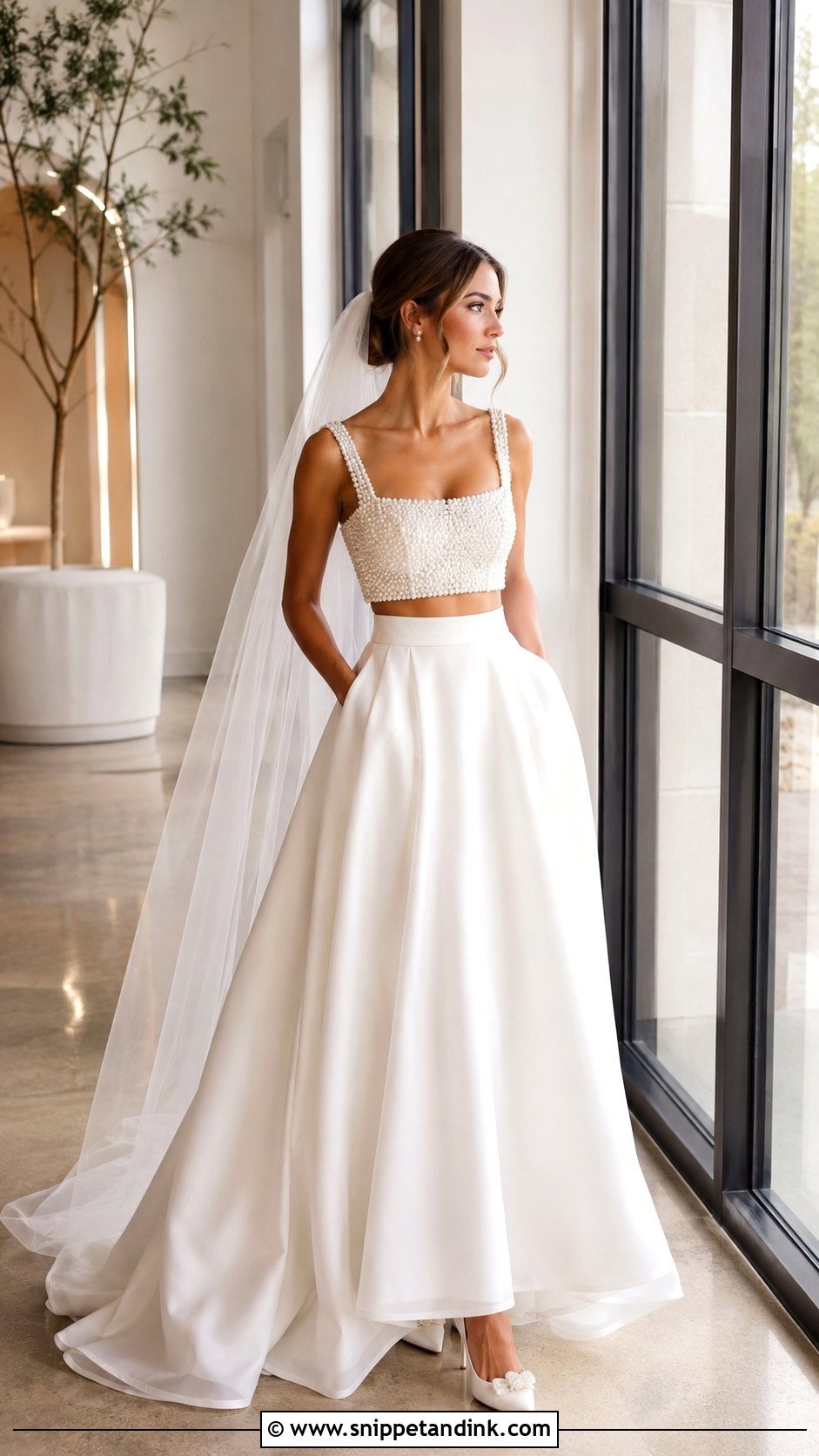 Pearl Top and Organza Bridal Skirt - Snippet and Ink - 20 Bridal Skirt and Top Ideas