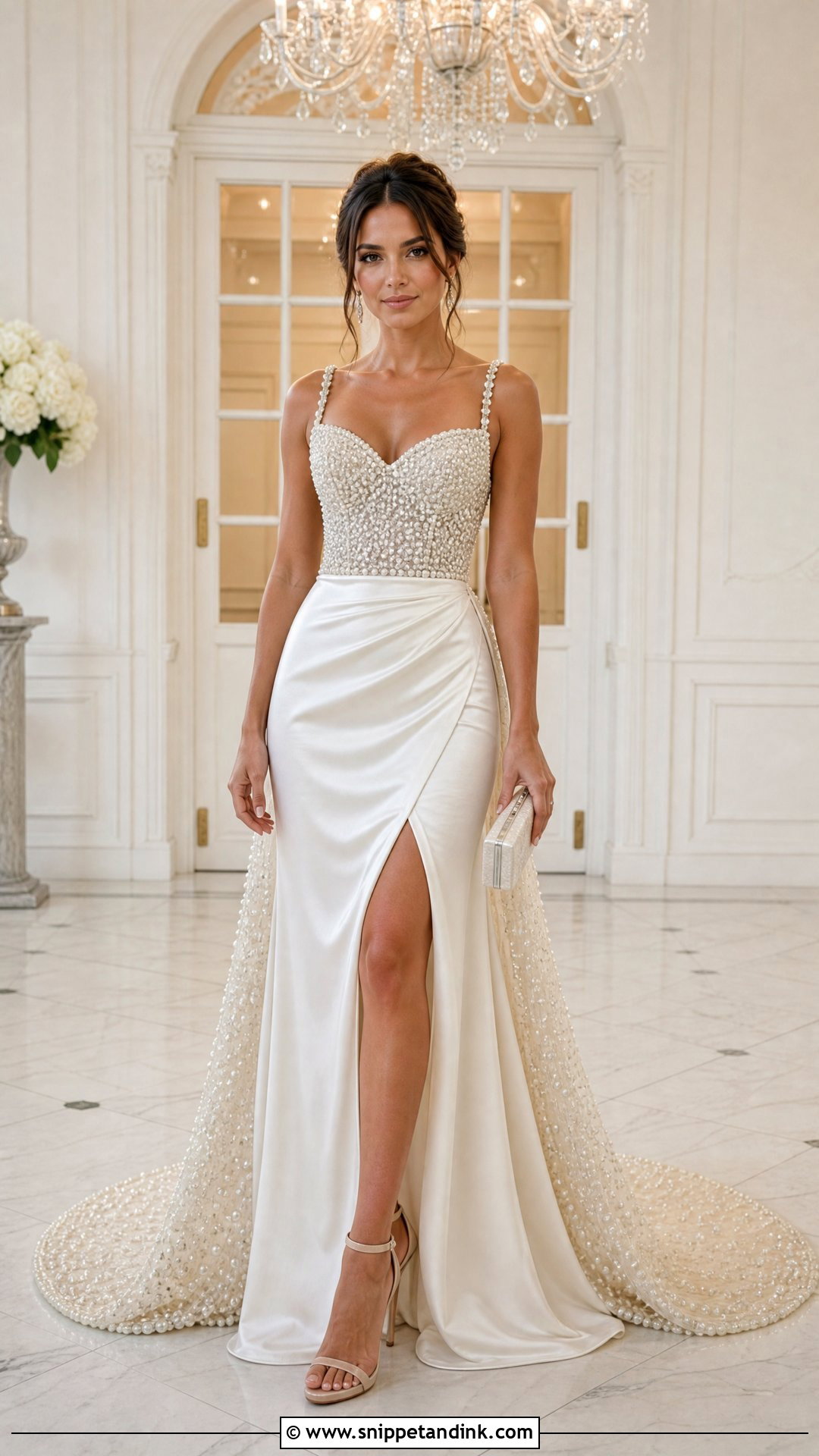 Pearl Train Gown - Snippet and Ink - 25 Pearl Gown Ideas