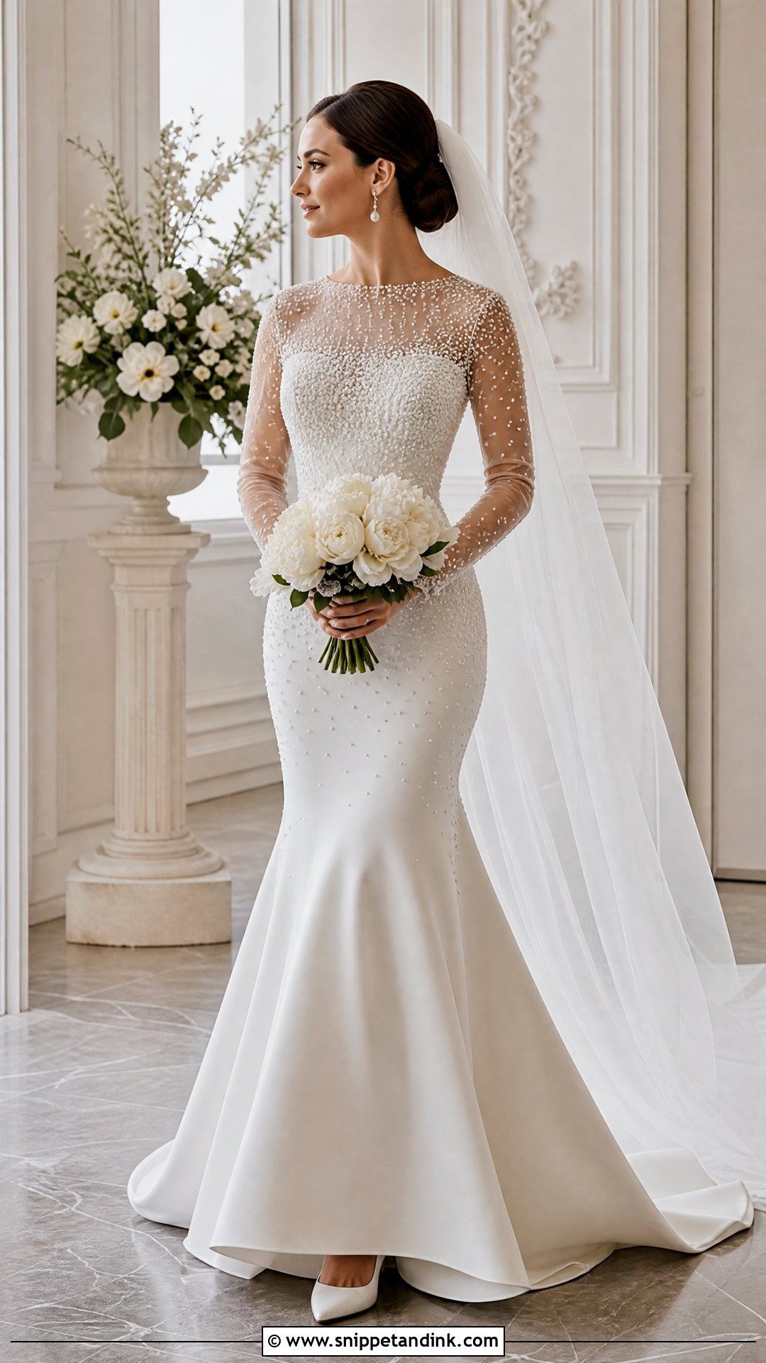 Pearl Trumpet Wedding Dress With Sleeves - Snippet and Ink - 20 Trumpet Wedding Dress with Sleeves