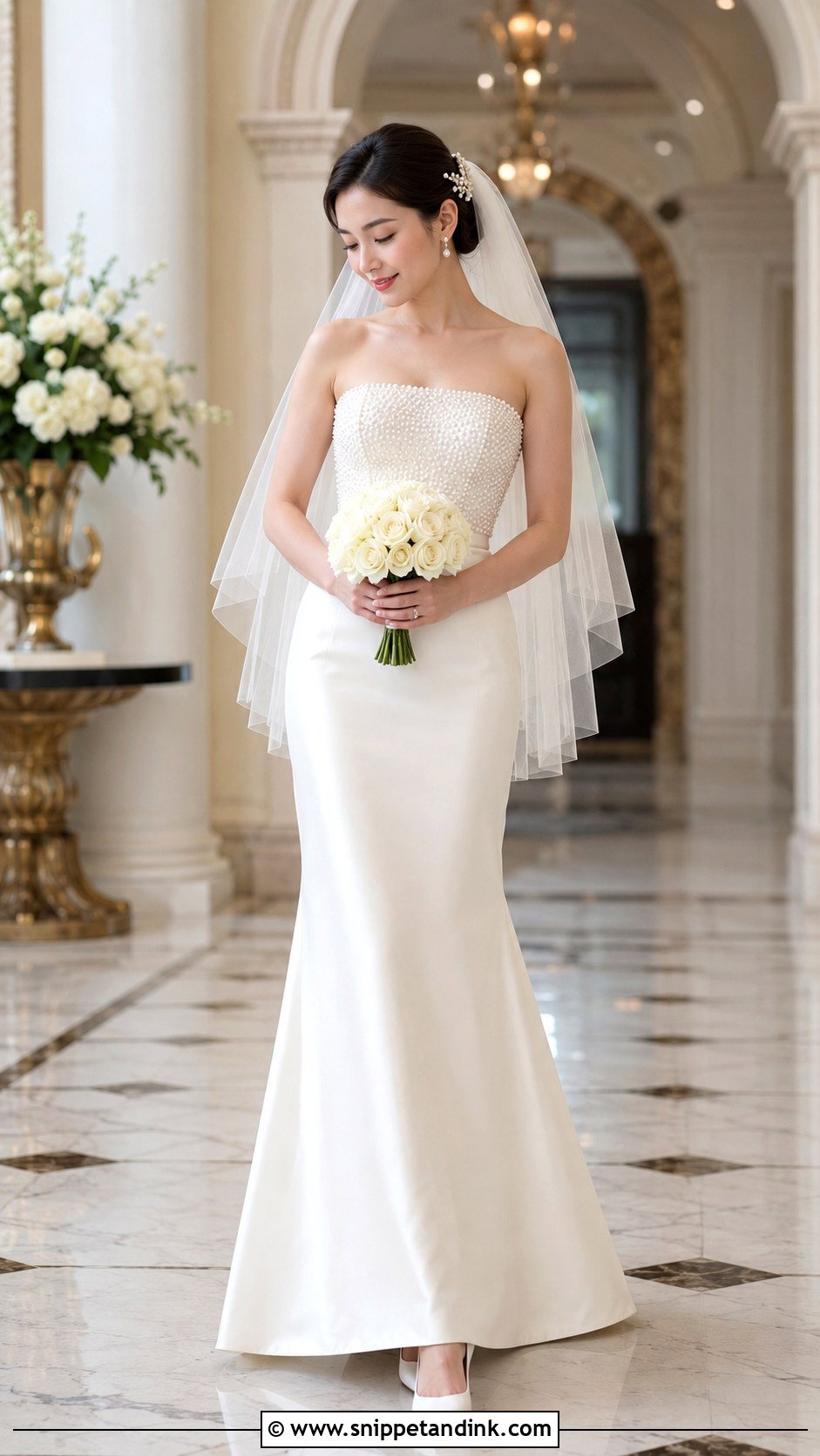 Pearl Tube Wedding Dress With Satin Pumps - Snippet and Ink - 20 Tube Wedding Dress Ideas