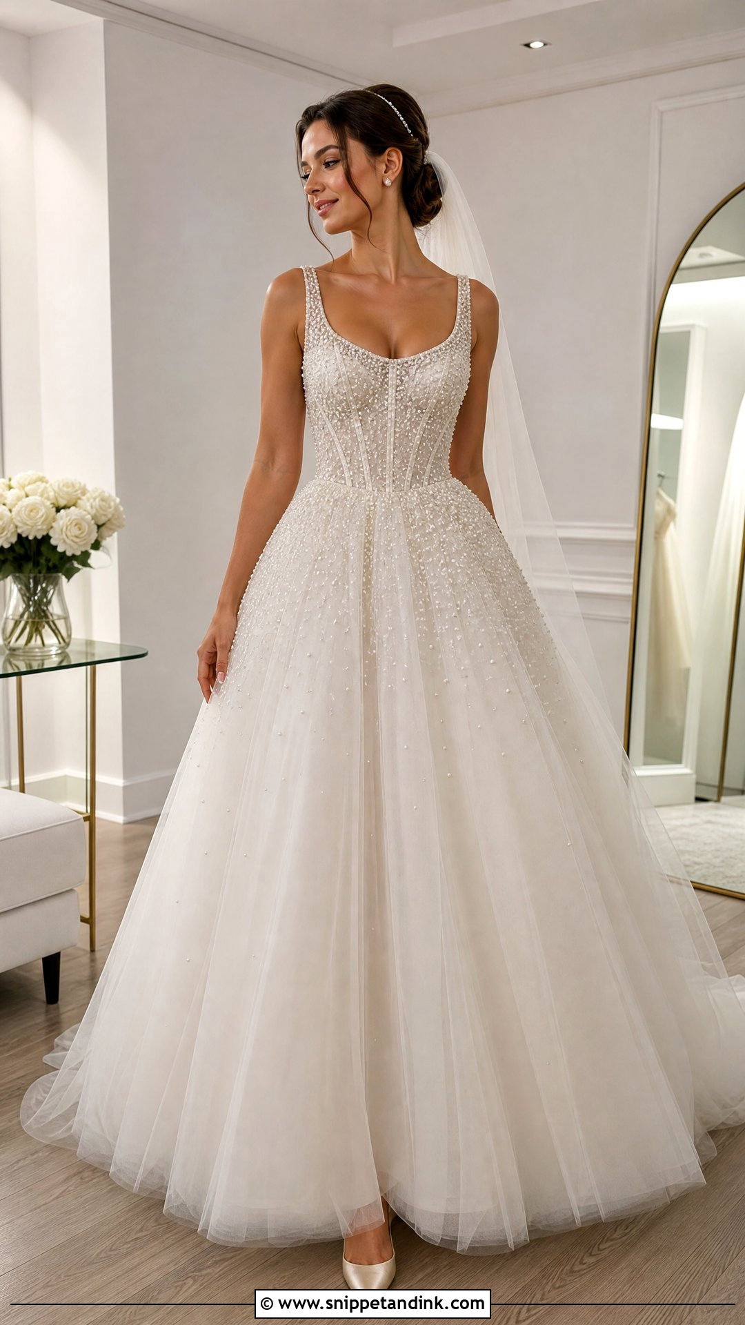 Pearl Tulle Ball Gown Wedding Dress - Snippet and Ink - 20 Tulle Ball Gown Wedding Dress Ideas