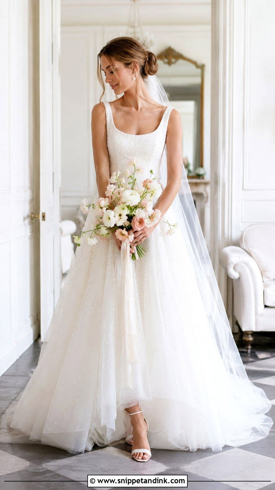 Pearl Tulle Ball Gown Wedding Dress - Snippet and Ink - 20 Elegant Ball Gown Wedding Dress Ideas