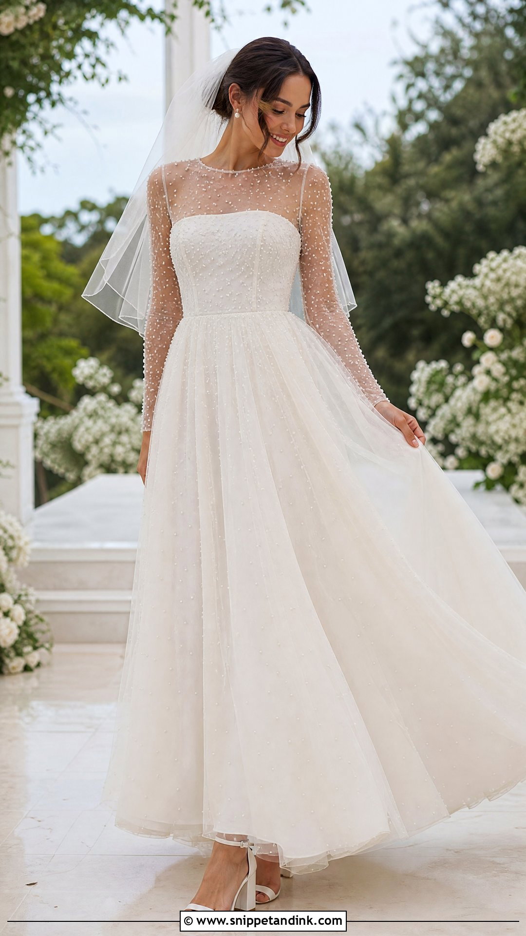 Pearl Tulle Bridal Dress - Snippet and Ink - 20 Pearl Bridal Dress Ideas