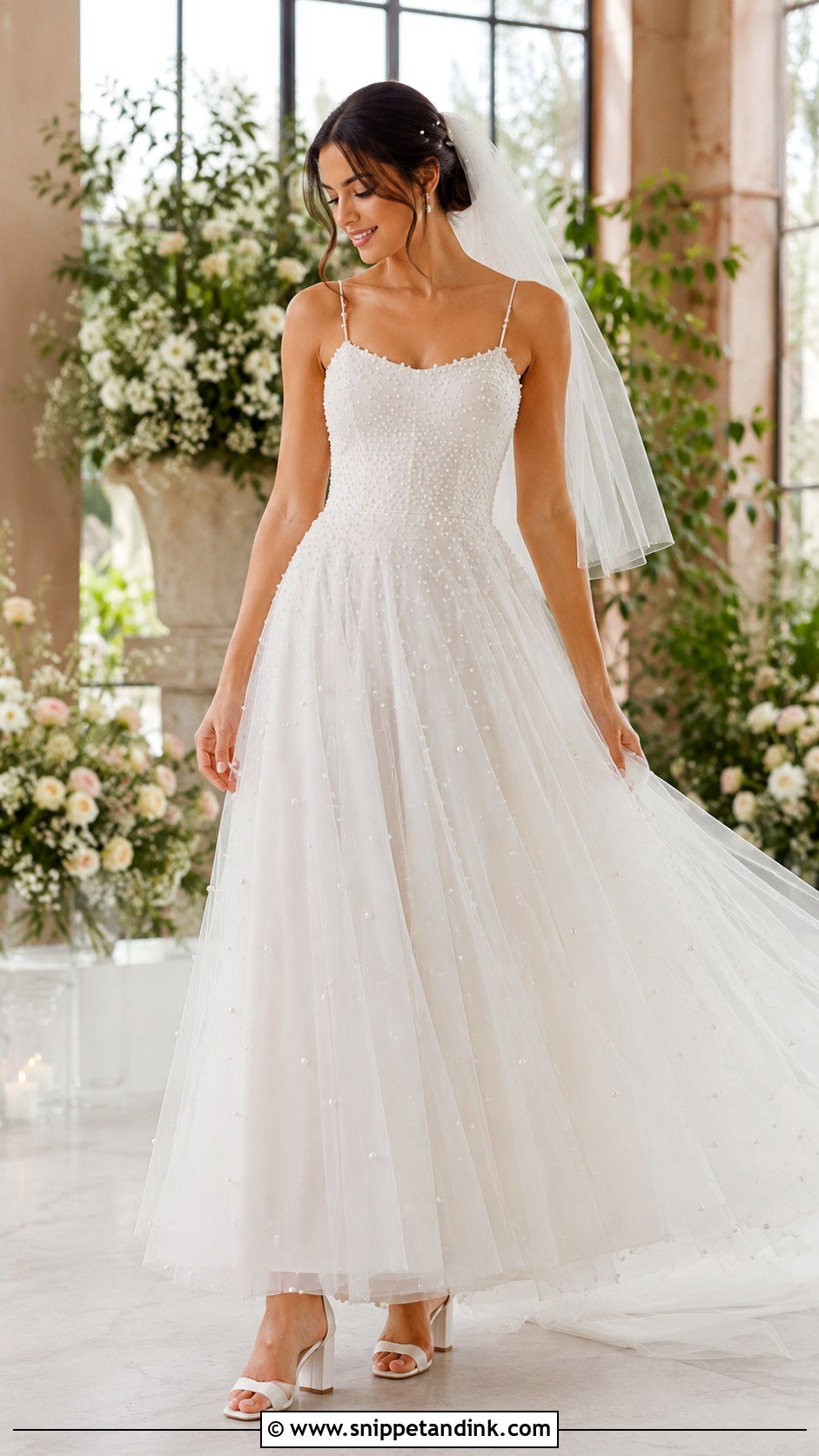 Pearl Tulle Wedding Dress - Snippet and Ink - 20 Korean Style Wedding Dresses