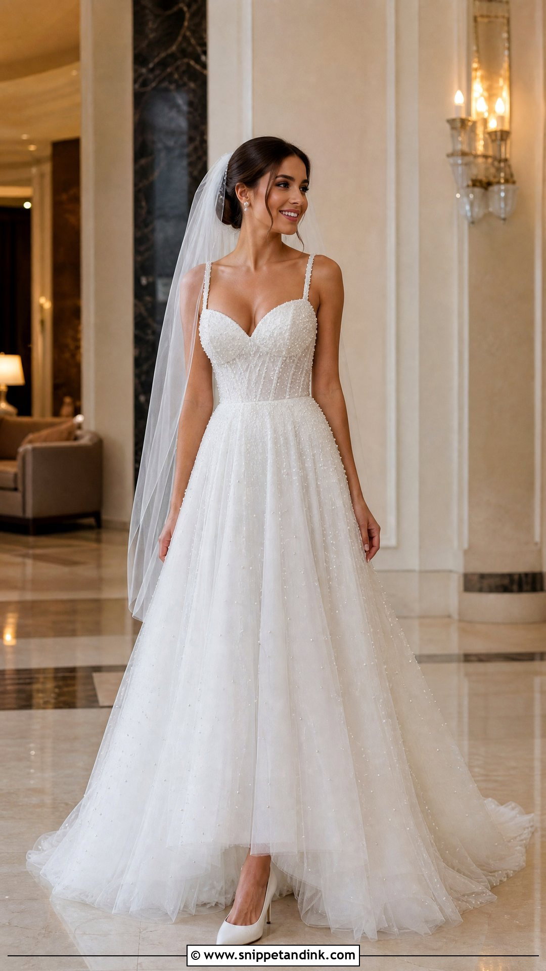 Pearl Tulle Wedding Dress - Snippet and Ink - 20 Romantic Dreamy Wedding Dress Ideas