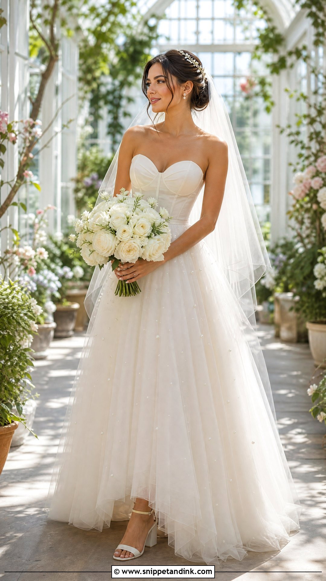 Pearl Tulle Wedding Dress - Snippet and Ink - 20 Pearl Detail Wedding Dress Ideas