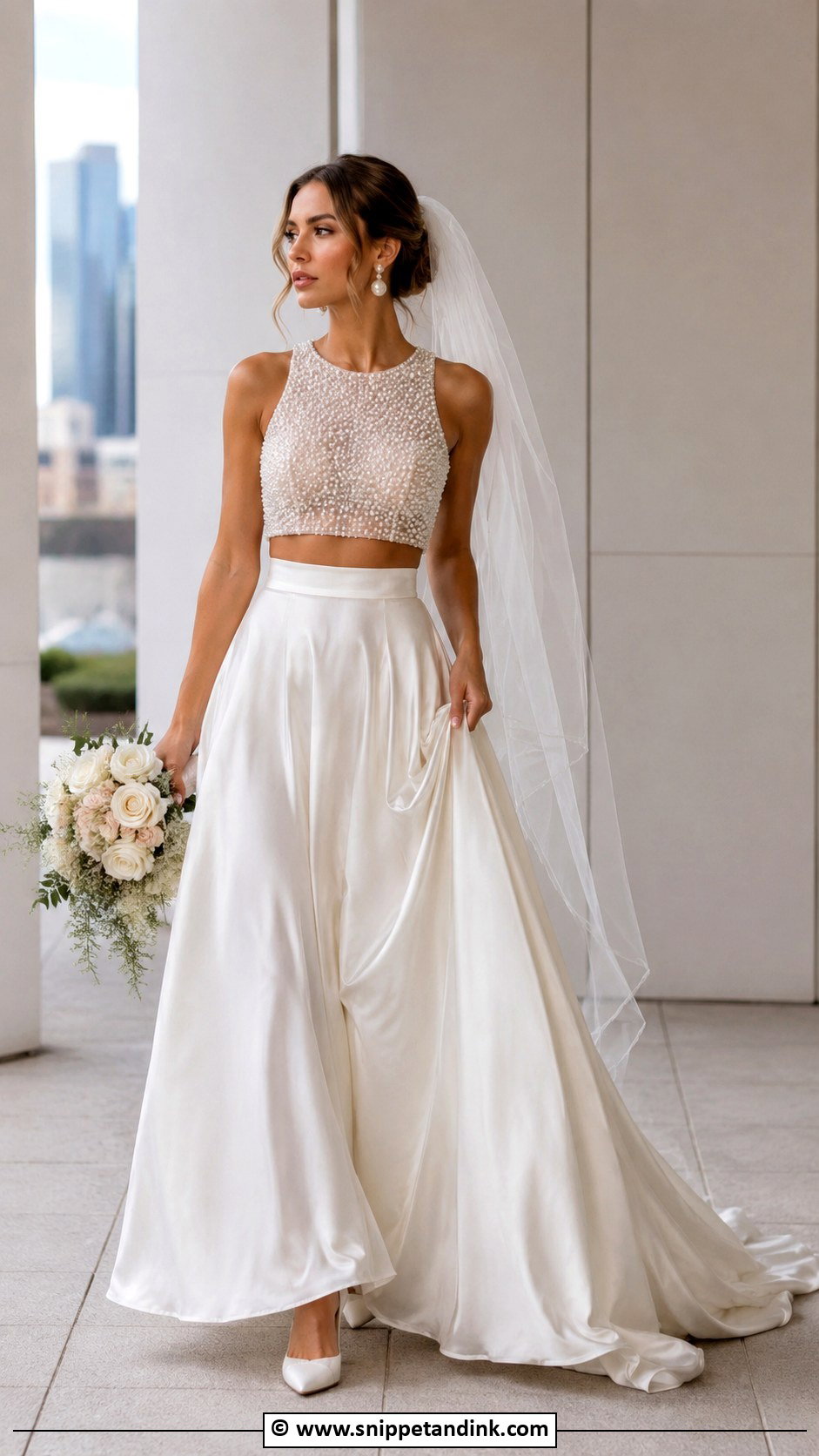 Pearl Two Piece Wedding Dress - Snippet and Ink - 35 Pearl Wedding Dress Ideas