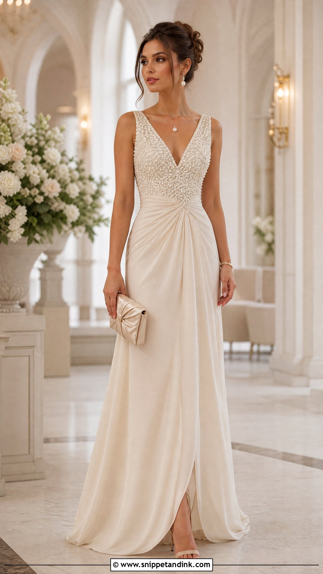 Pearl V Neck Gown - Snippet and Ink - 25 Pearl Gown Ideas
