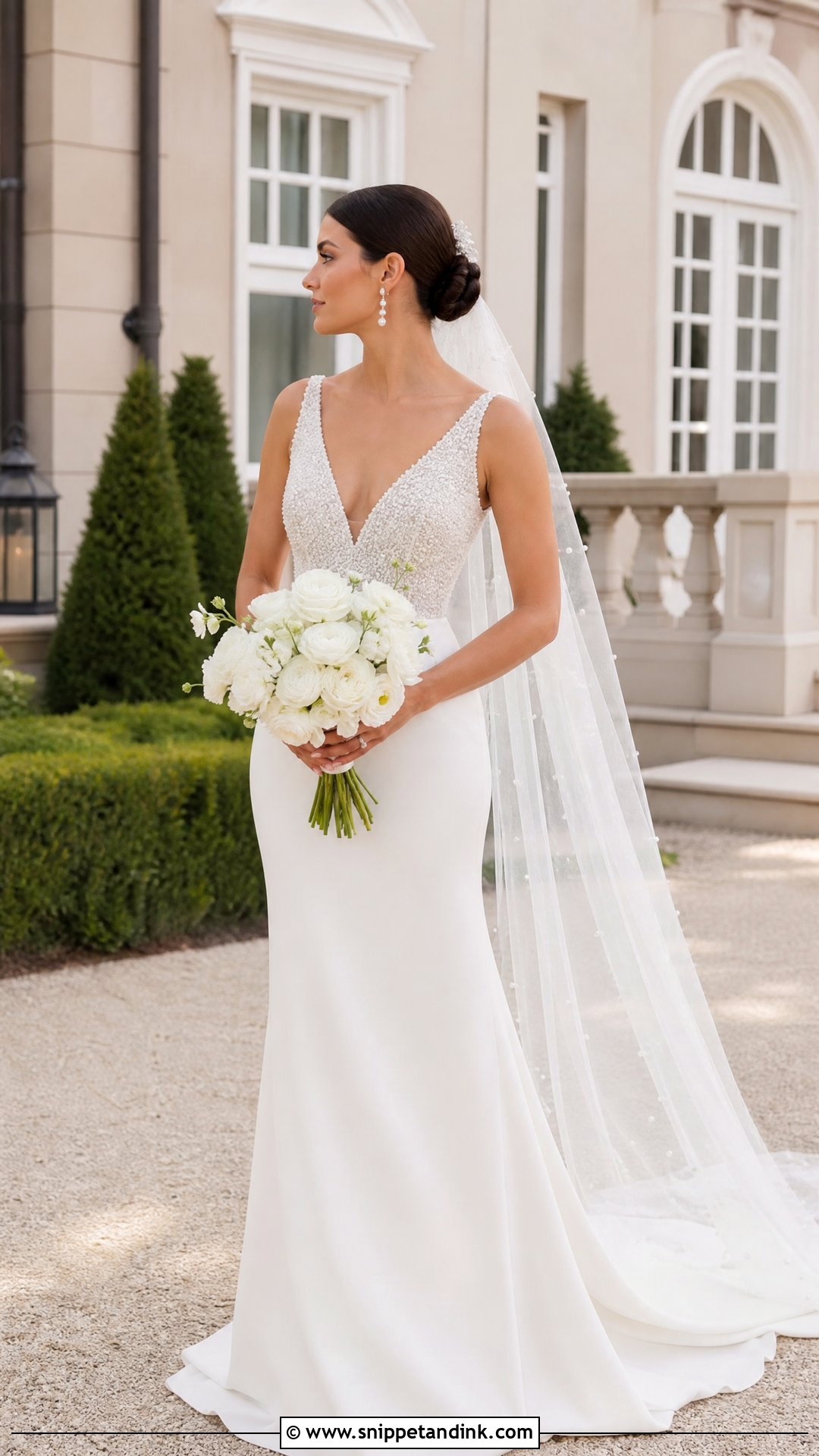 Pearl V Neck Wedding Dress - Snippet and Ink - 25 Wedding Dresses V Neck