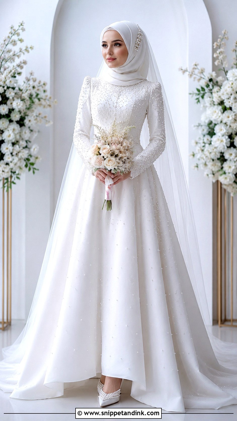 Pearl Wedding Dress Hijab - Snippet and Ink - 35 Wedding Dress Hijab Ideas