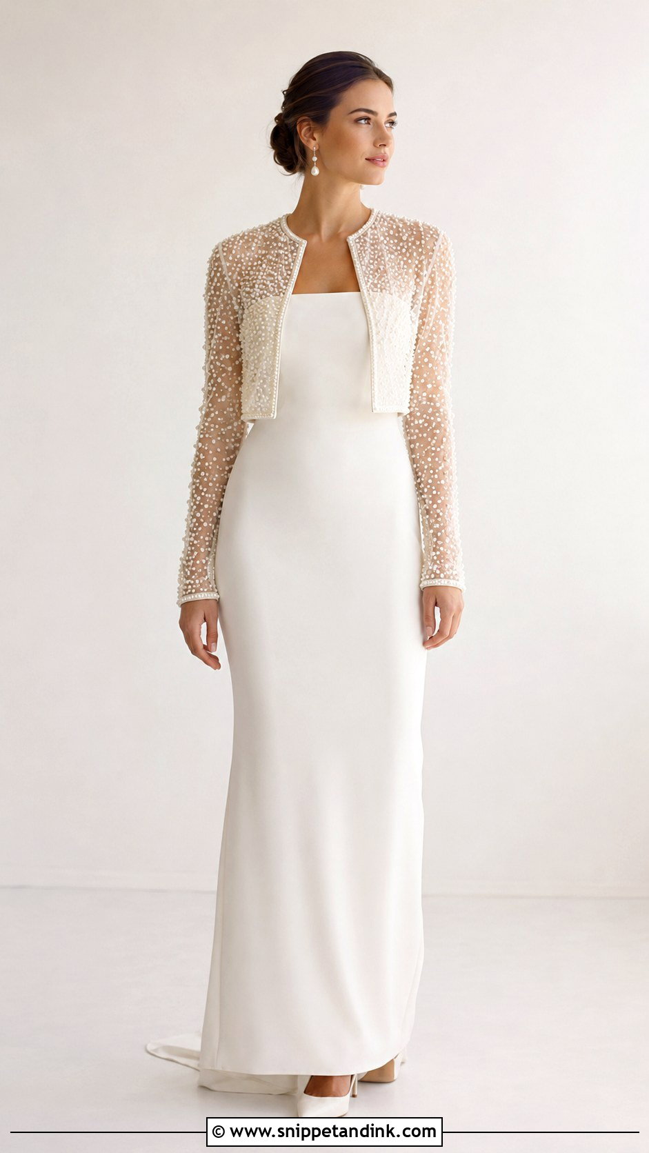 Pearl Wedding Dress Jacket - Snippet and Ink - 25 Wedding Dress Jacket Ideas