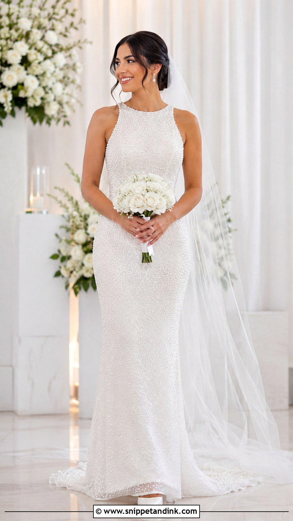 Pearl Wedding Dress Outfit - Snippet and Ink - 25 Wedding Outfits for Bride