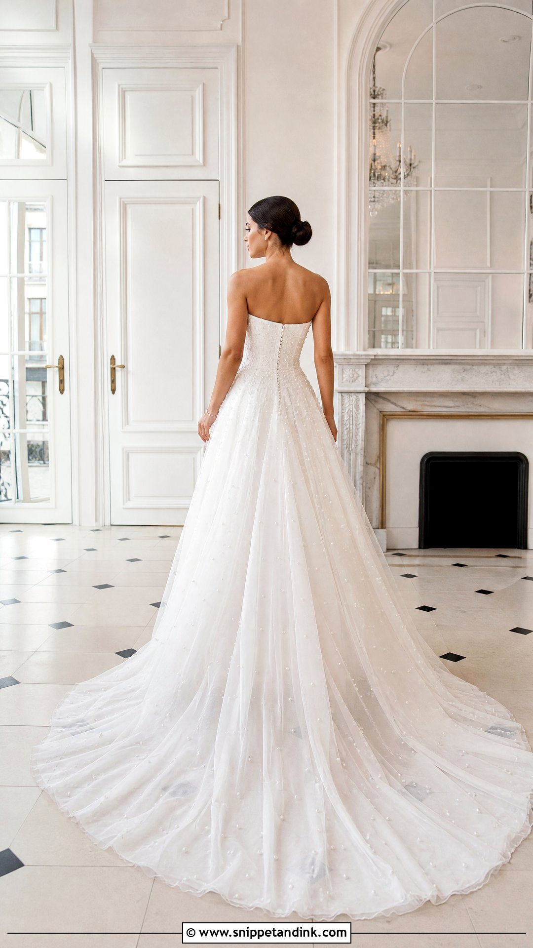 Pearl Wedding Dress With Chapel Train - Snippet and Ink - 25 Dress Train Ideas