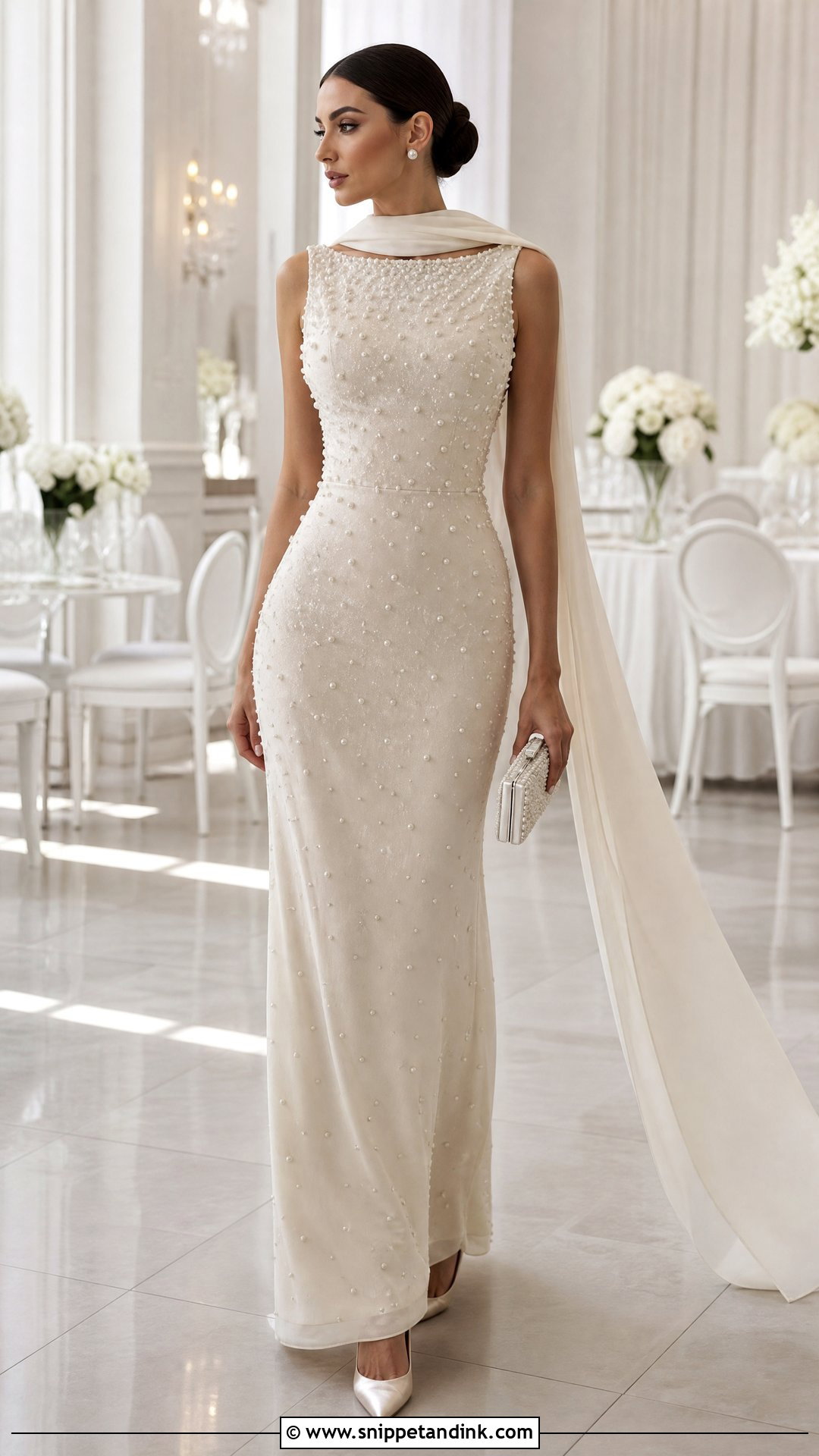 Pearl Wedding Dress With Neck Scarf - Snippet and Ink - 20 Wedding Dresses with Neck Scarf