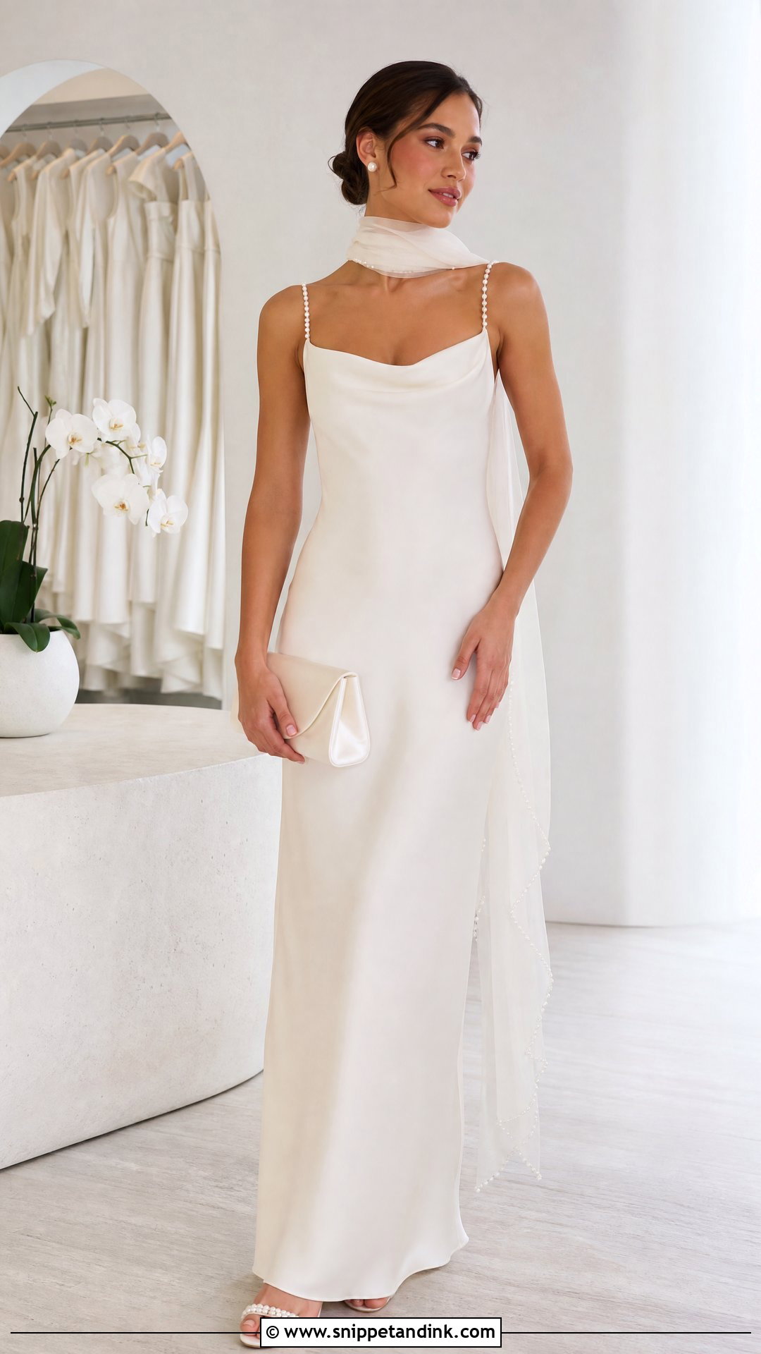 Pearl Wedding Dress With Neck Scarf - Snippet and Ink - 25 Wedding Dress with Neck Scarf Ideas