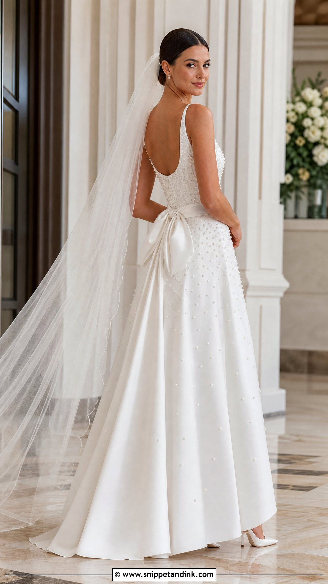 Pearl Wedding Dress With Satin Bow - Snippet and Ink - 20 Wedding Dress with Bows Ideas