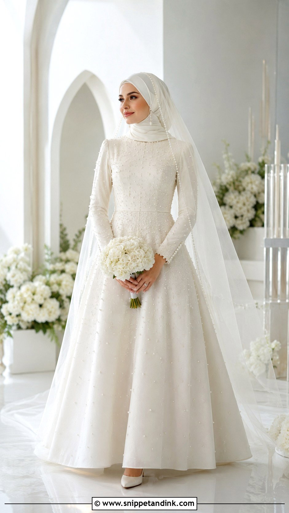 Pearl Wedding Dress with Hijab - Snippet and Ink - 20 Wedding Dress with Hijab Ideas